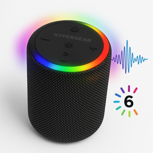 HyperGear Halo Portable Waterproof Bluetooth Speaker with 360Β° LED Light Show
