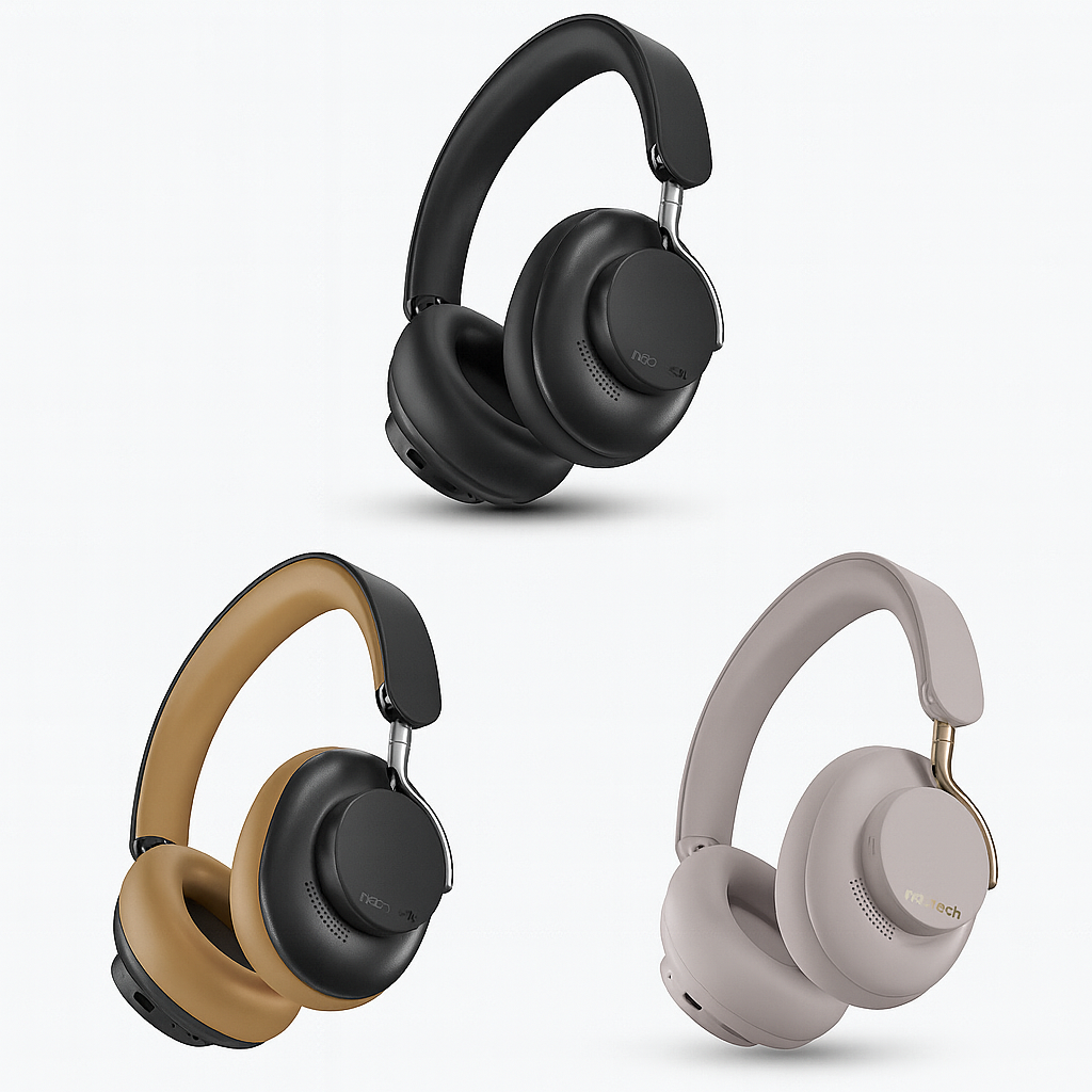 Naztech Aura 360 ANC Wireless Headphones – Titanium Drivers & 24H Playtime