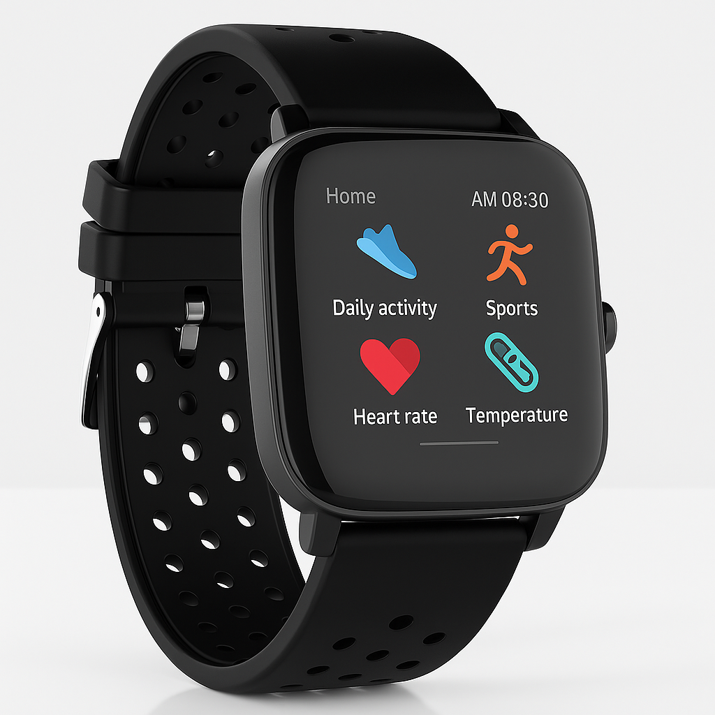 Supersonic Smartwatch with Dynamic Heart Rate, Temperature & SpO2 Monitoring – Waterproof Fitness Tracker with 1.4″ Touchscreen, Bluetooth & Multi-Sport Modes