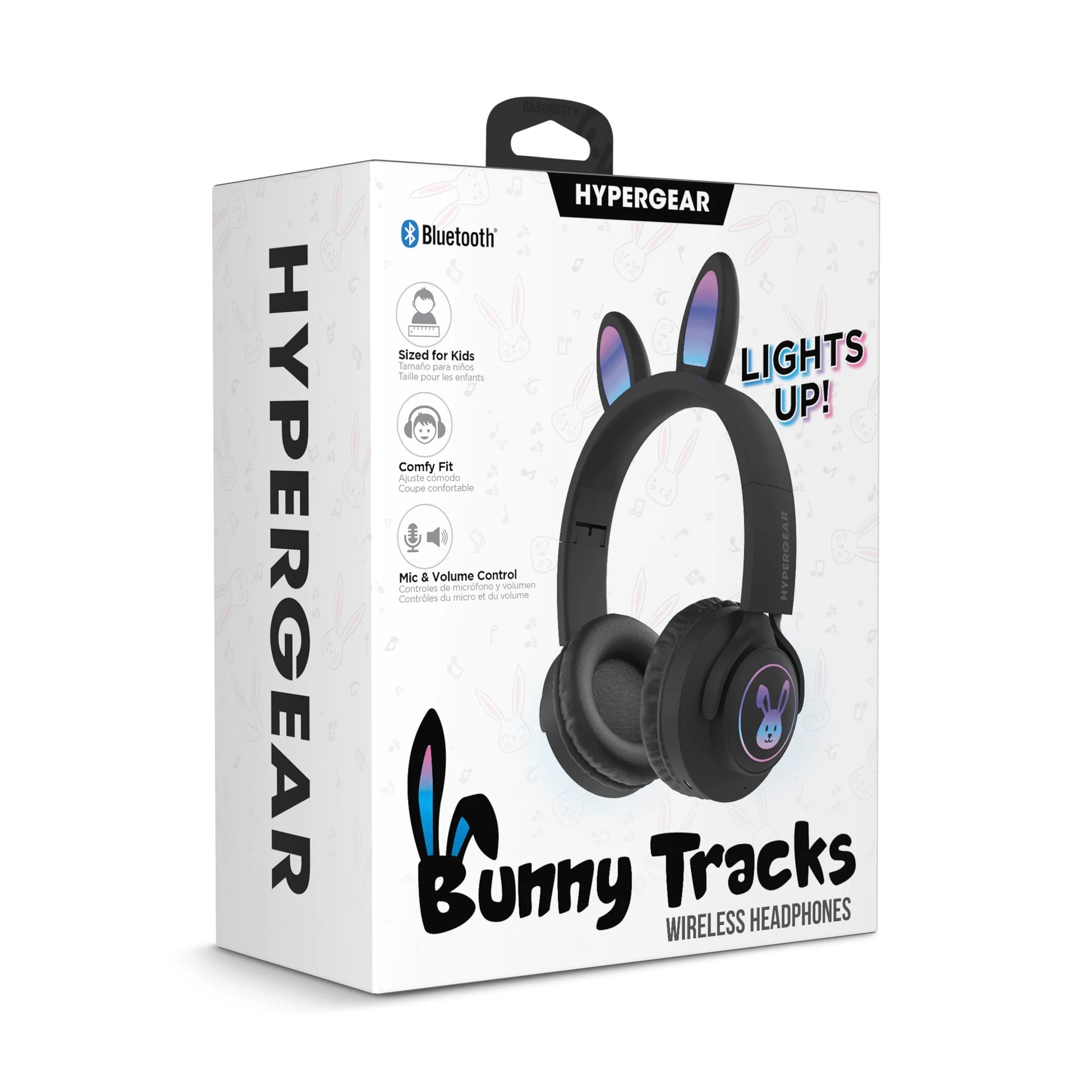 HyperGear Bunny Tracks Wireless Headphones – Light-Up Bluetooth Kids Headset with Cute Ears, Safe Volume & Built-In Mic