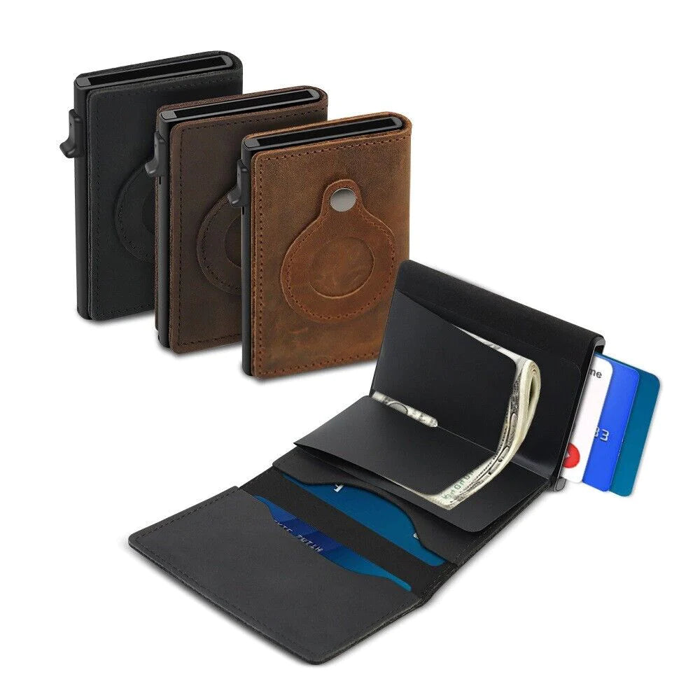 Airtag Wallet Case Leather Credit Card Holder