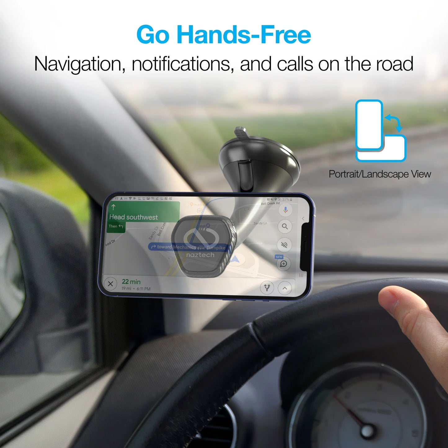 Naztech MagBuddy Elite Windshield Mount – Magnetic 360° Car Phone Holder & Gel Suction Cup