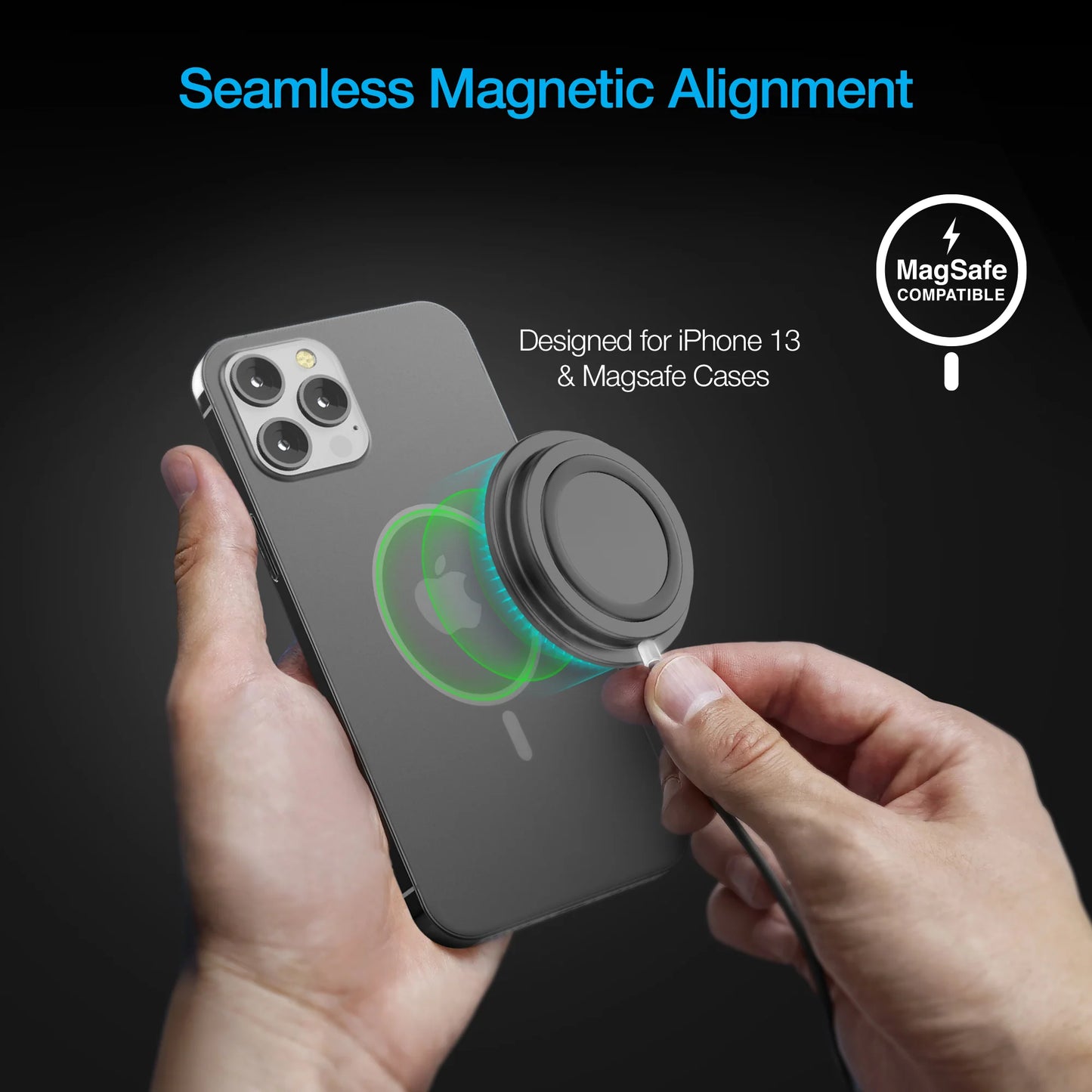 Naztech Alloy Magnetic 15W Wireless Fast Charger – MagSafe-Compatible Charger with Powerful Alignment Magnets & Slim Aluminium Design