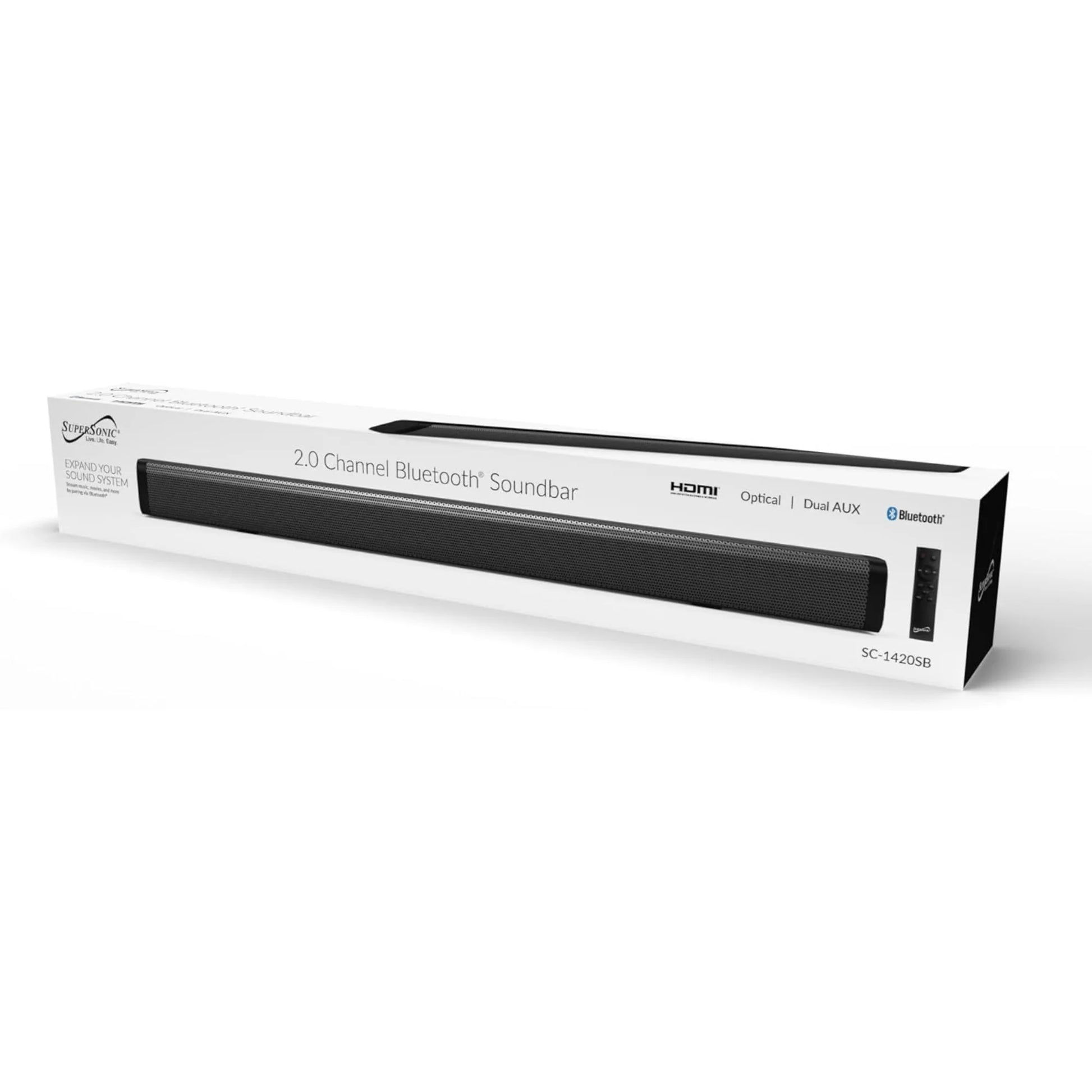 Supersonic 30-Inch Optical Bluetooth 2.0 Channel Soundbar