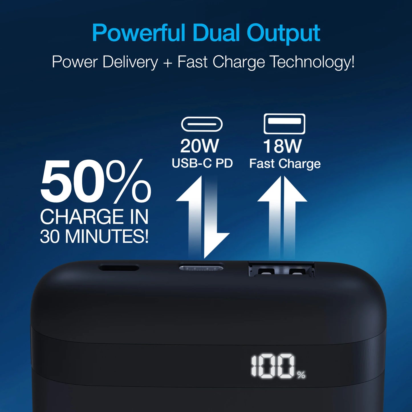 Naztech PowerBolt PD Wireless Power Bank – 10,000mAh Portable Charger with 10W Qi Pad & 20W USB‑C PD