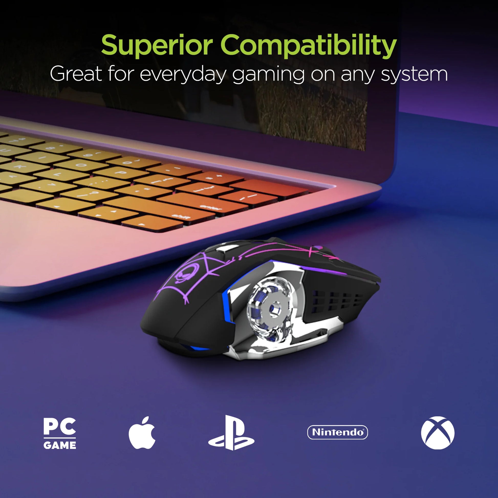 HyperGear Chromium RGB Wireless Gaming Mouse – Ergonomic Rechargeable Mouse with Adjustable DPI & Dynamic Lighting
