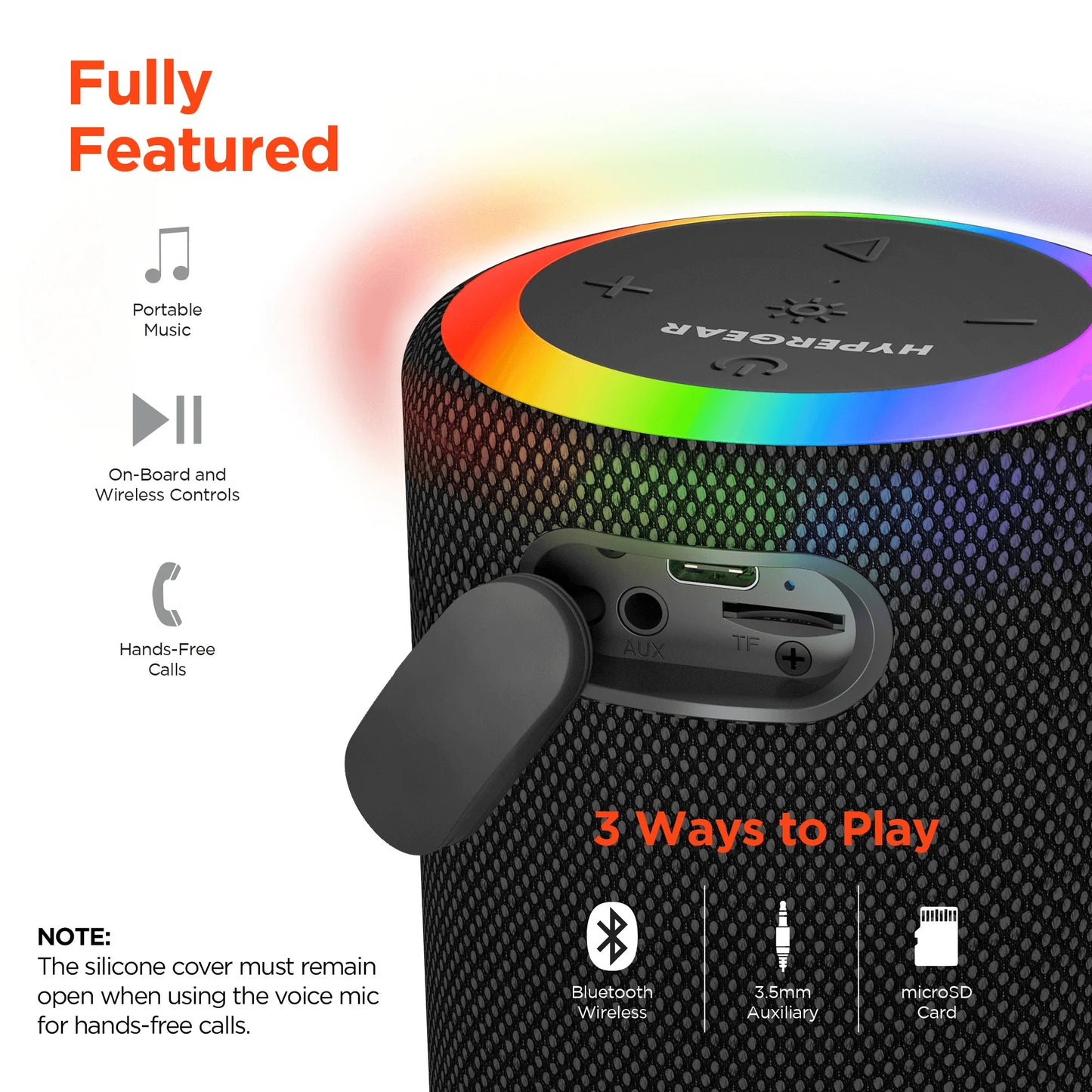 HyperGear Halo Portable Waterproof Bluetooth Speaker with 360° LED Light Show