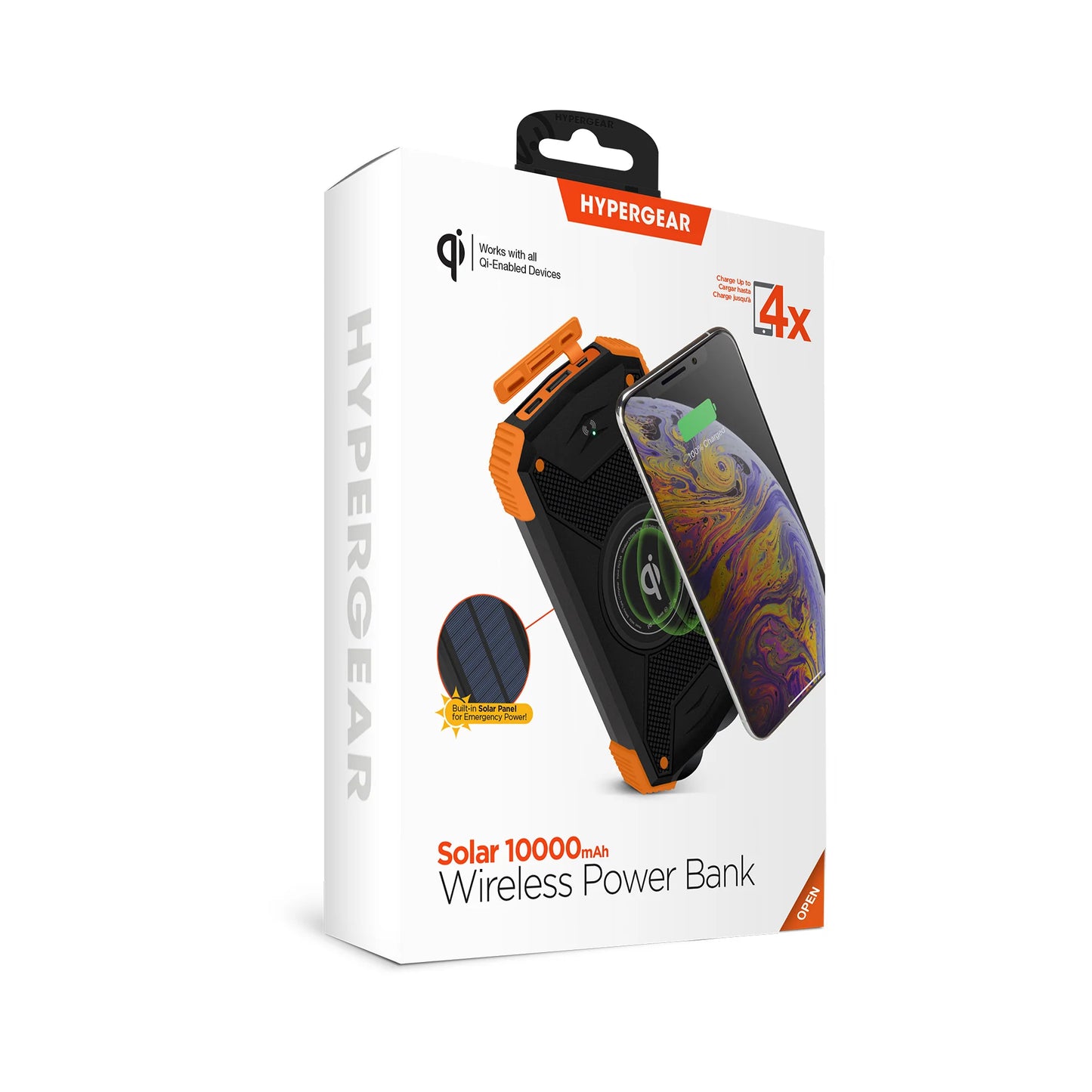 HyperGear Solar 10000mAh Wireless Power Bank – Portable Solar Charger with Qi Wireless Pad, Dual USB Ports & LED Flashlight