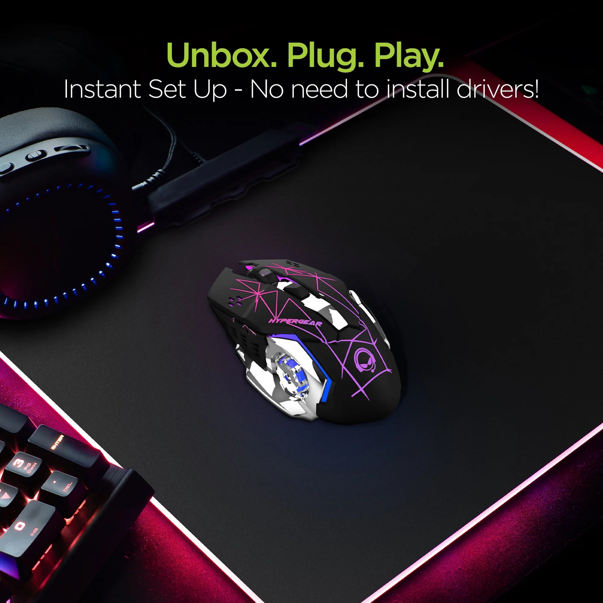HyperGear Chromium RGB Wireless Gaming Mouse – Ergonomic Rechargeable Mouse with Adjustable DPI & Dynamic Lighting