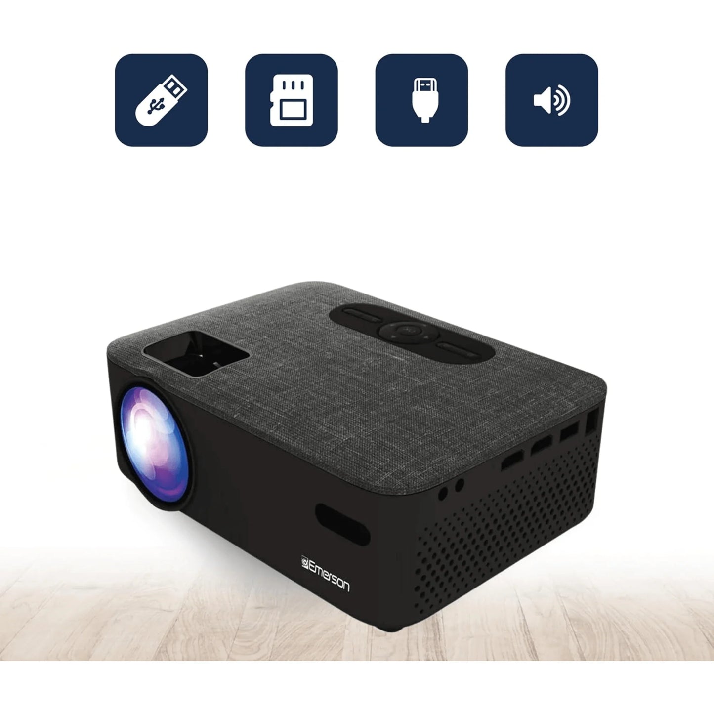 Emerson Portable LED Projector with Screen & Carry Case – Compact Home Theater for Movies, Sports & Presentations