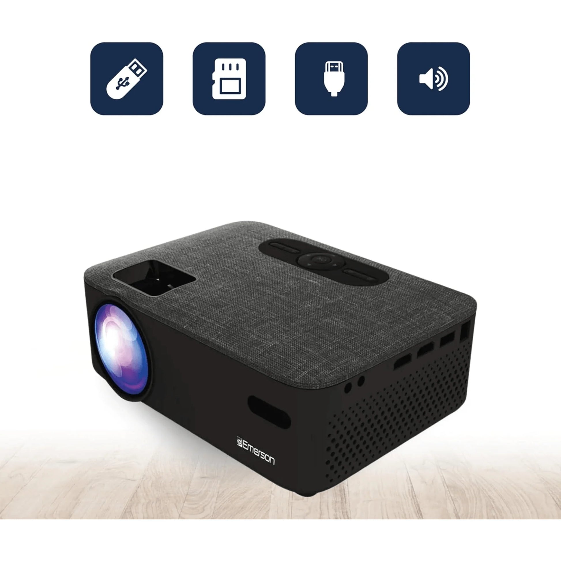 Emerson Portable LED Projector with Screen & Carry Case – Compact Home Theater for Movies, Sports & Presentations
