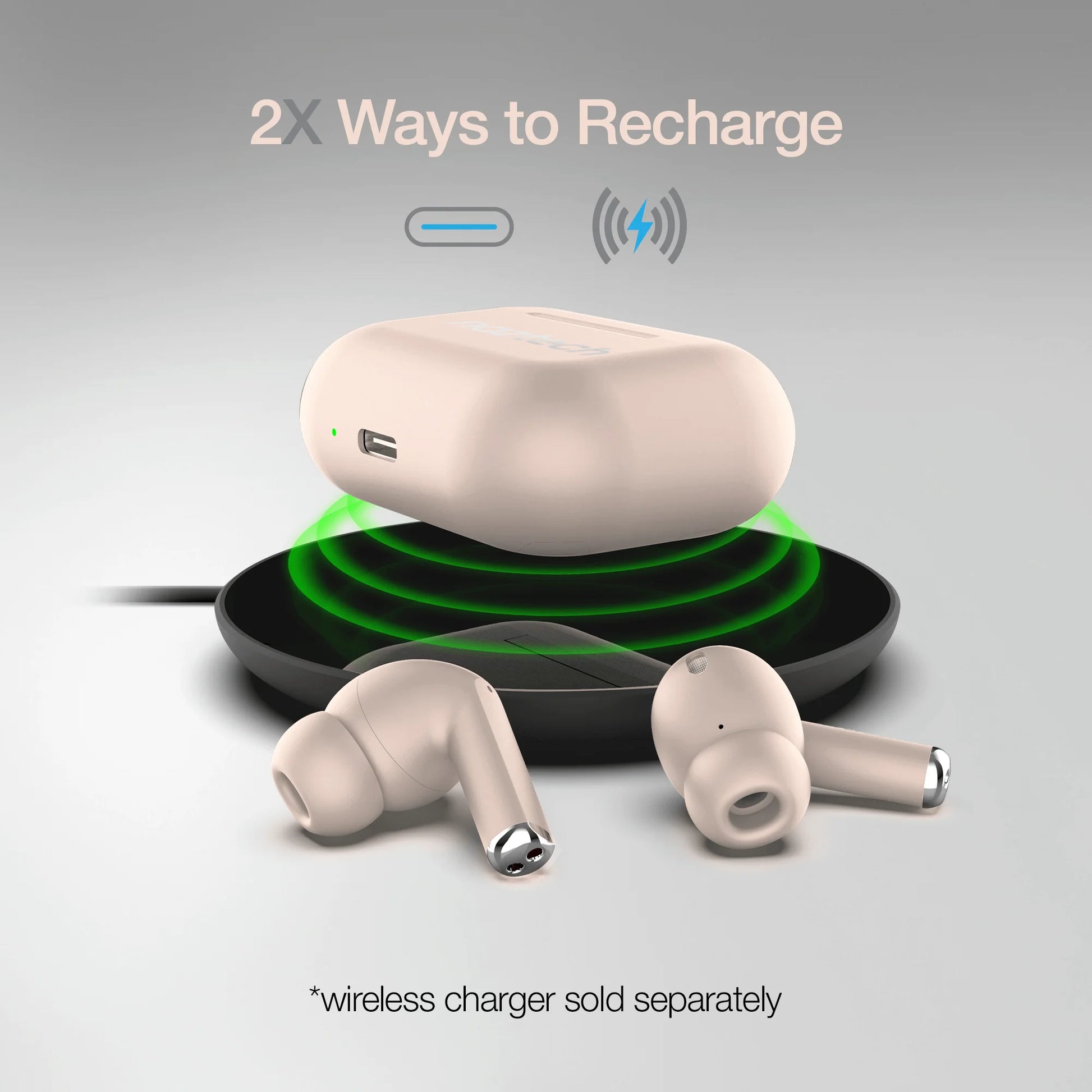 Naztech Xpods Pro TWS Earbuds with Wireless Charging Case – Bluetooth 5.3 Earphones, Noise‑Isolating Fit & 90H Playtime