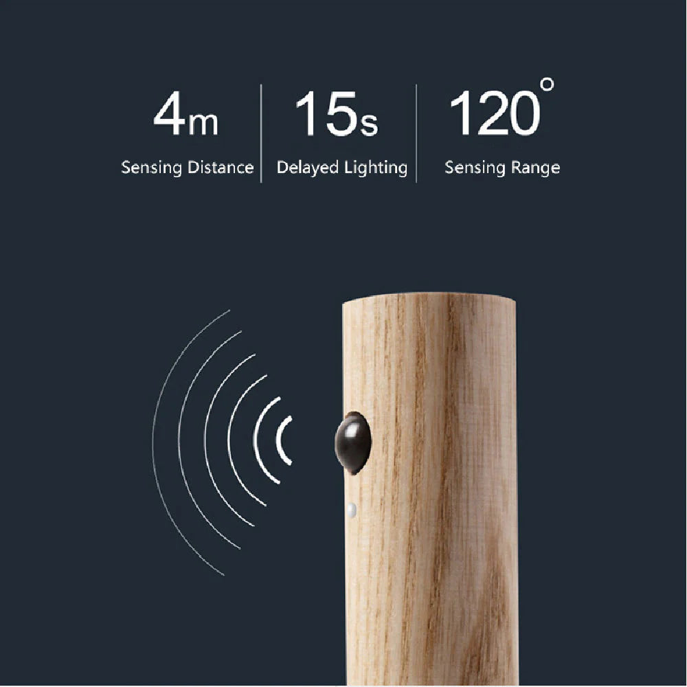 Magnetic Wooden LED Night Light – Auto Sensor, USB Rechargeable 