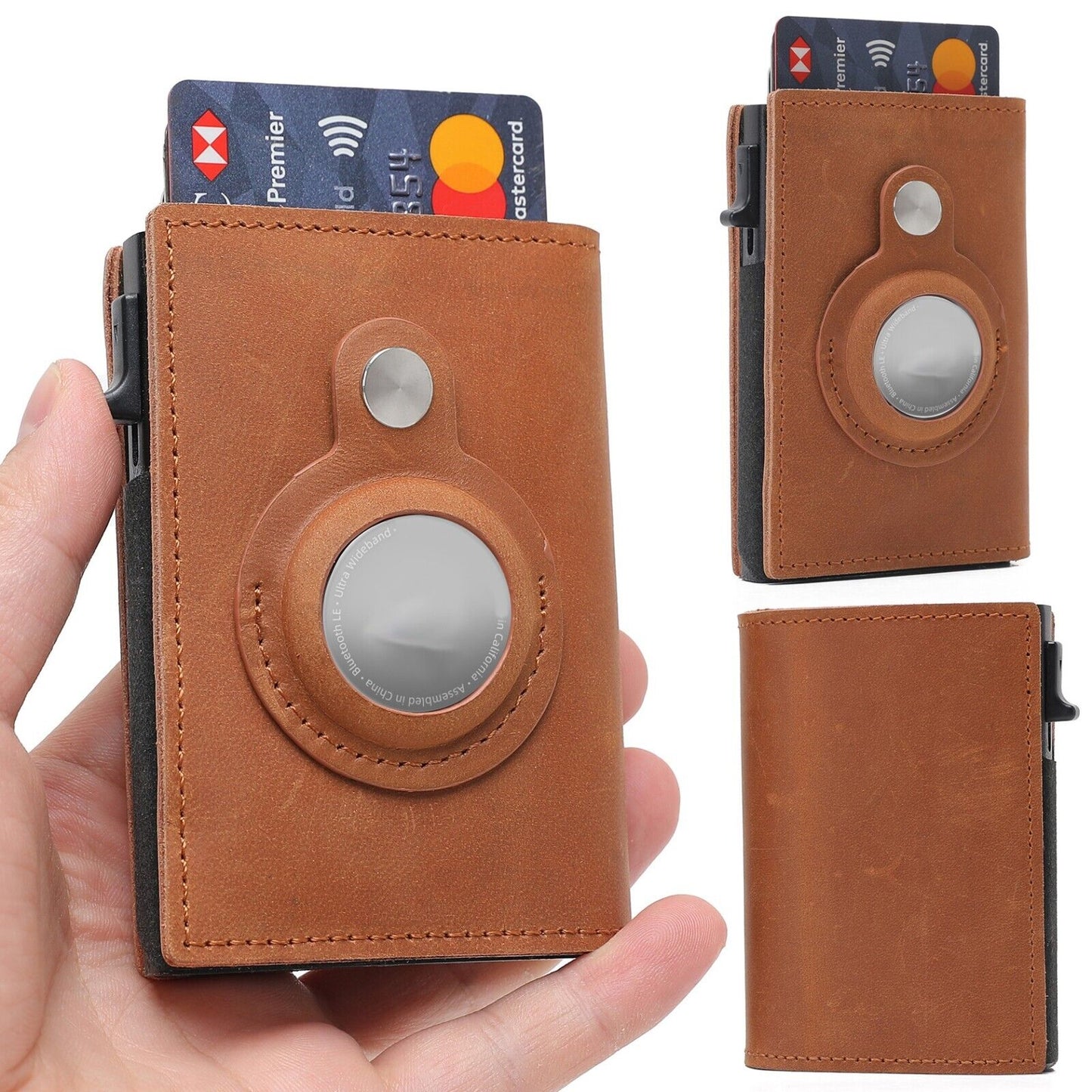 Airtag Wallet Case Leather Credit Card Holder