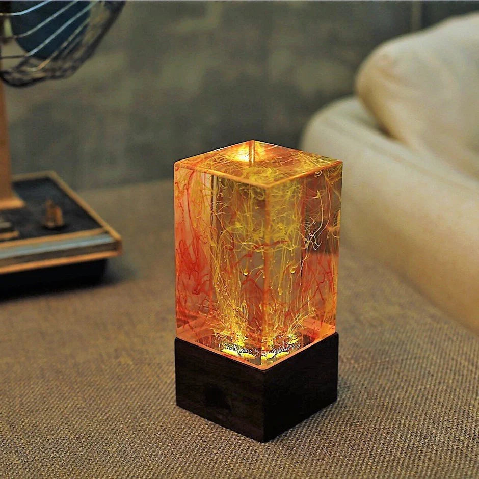 Resin Resin Solar Swirl Table Lamp – Handcrafted LED Night Light with Warm White Glow & Unique Resin Sculpture