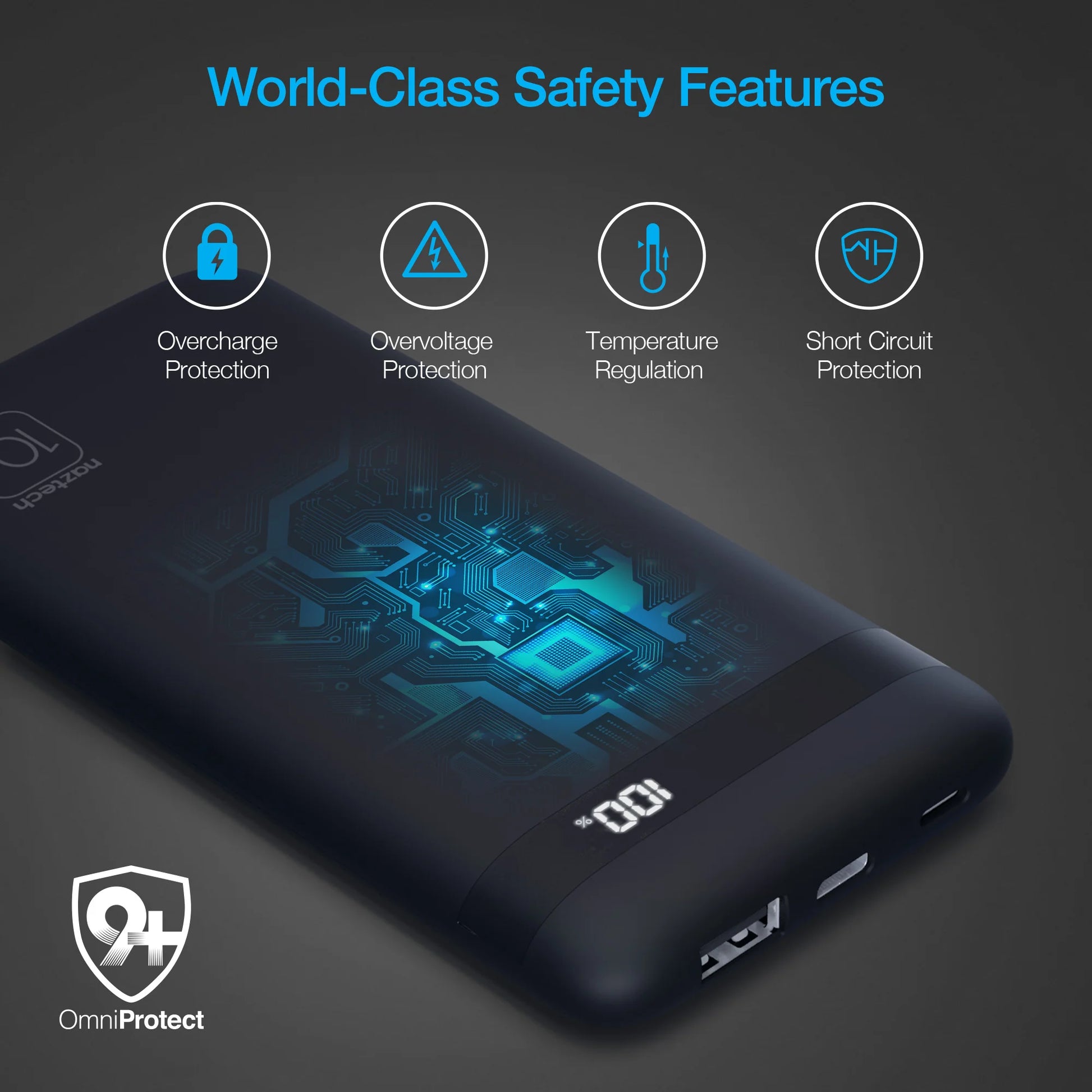 Naztech PowerBolt PD Wireless Power Bank – 10,000mAh Portable Charger with 10W Qi Pad & 20W USB‑C PD