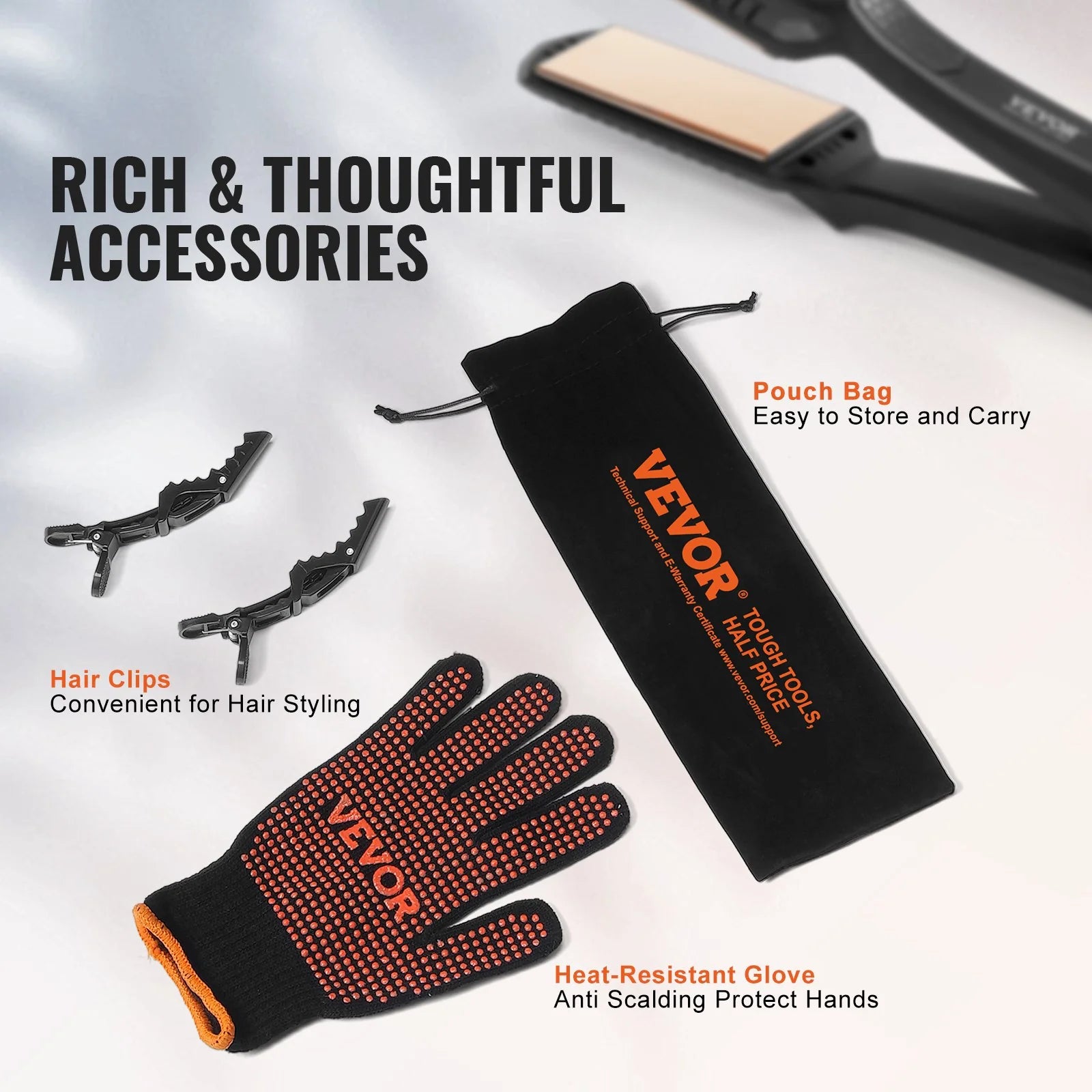 VEVOR Professional Hair Straightener – 1.5-Inch Titanium Flat Iron with Infrared Heat, Adjustable Temperature & LCD Display