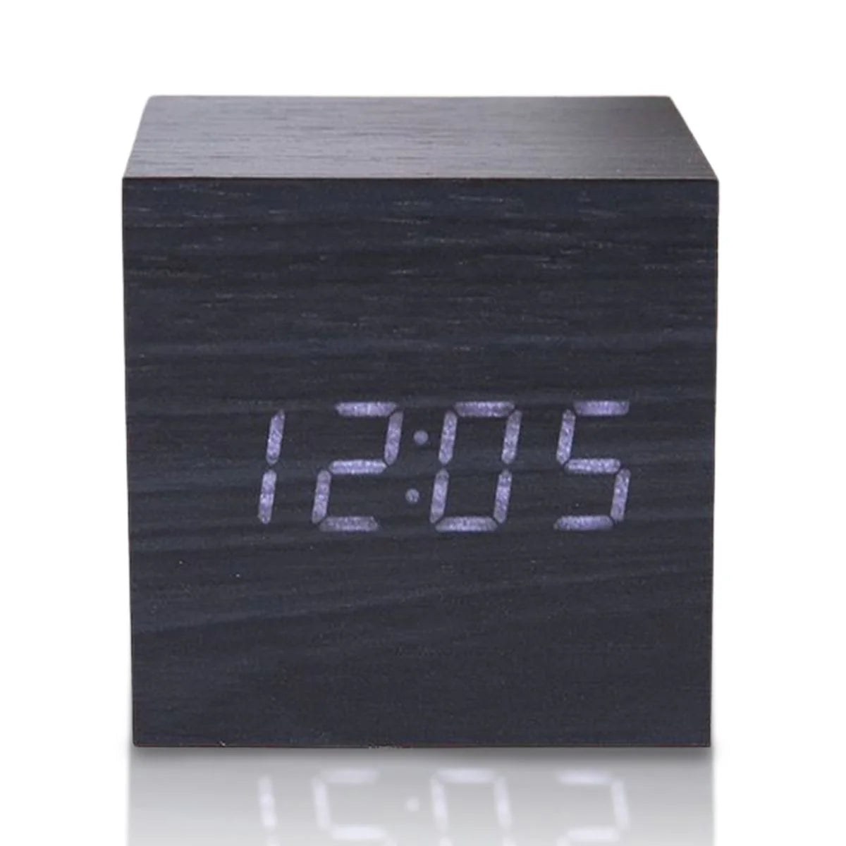 Wooden Minimalist LED Alarm Clock – Modern Desktop Clock with Temperature Display, Voice Activation & Multiple Alarms