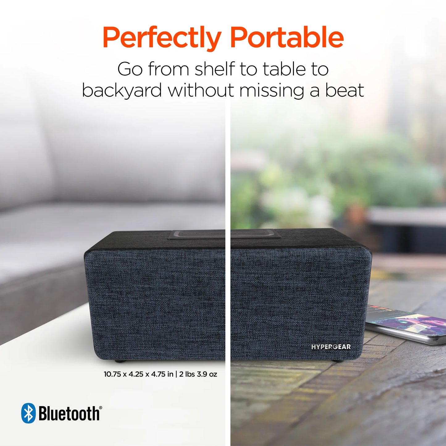 HyperGear Fabrix 2 Wireless Speaker – Stylish 8W Bluetooth Speaker with Wood‑Grain Design, Hands‑Free Calls & Multiple Playback Modes