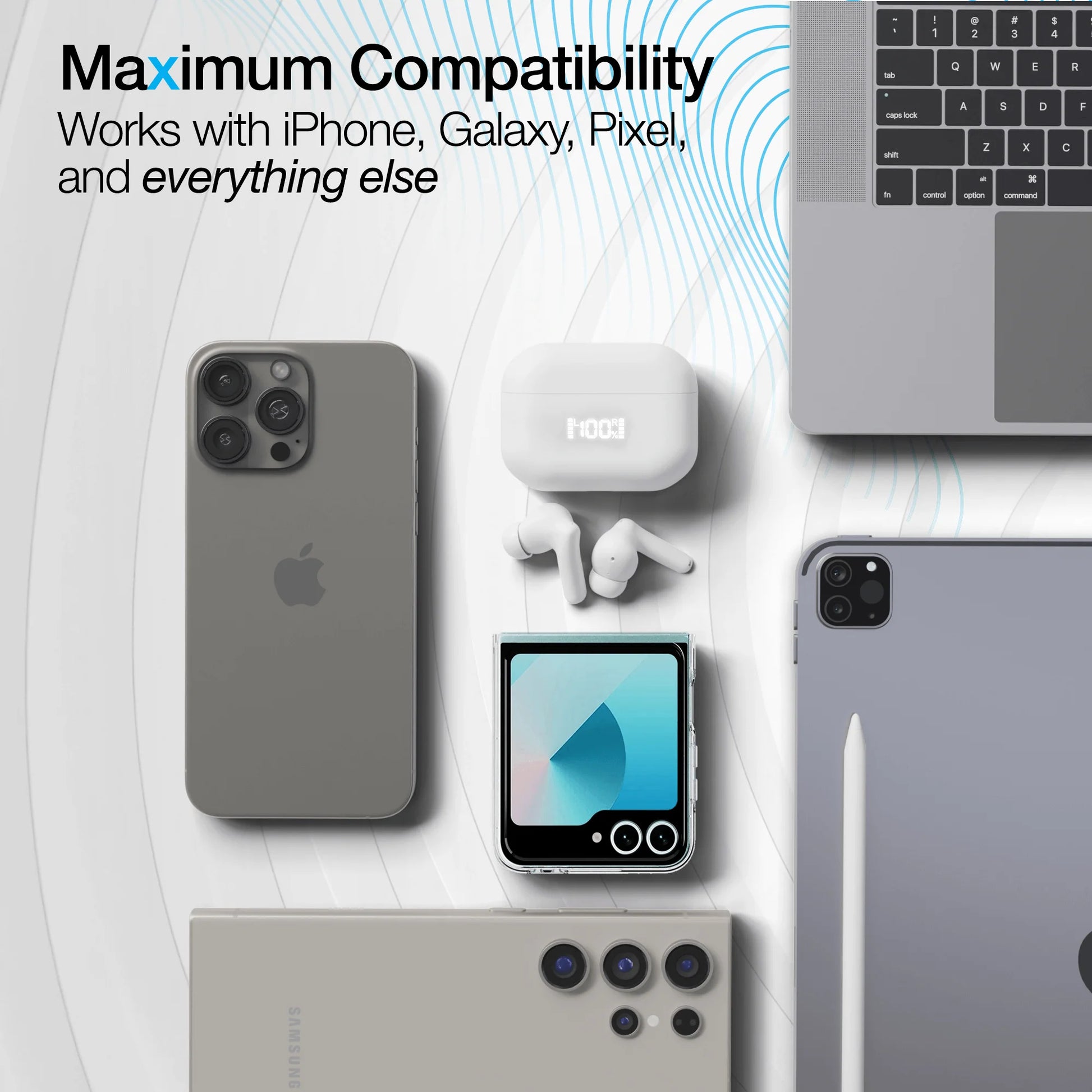 Naztech Xpods ANC True Wireless Earbuds – Active Noise Cancelling Earbuds with Transparency Mode, 25h Playtime & Wireless Charging Case