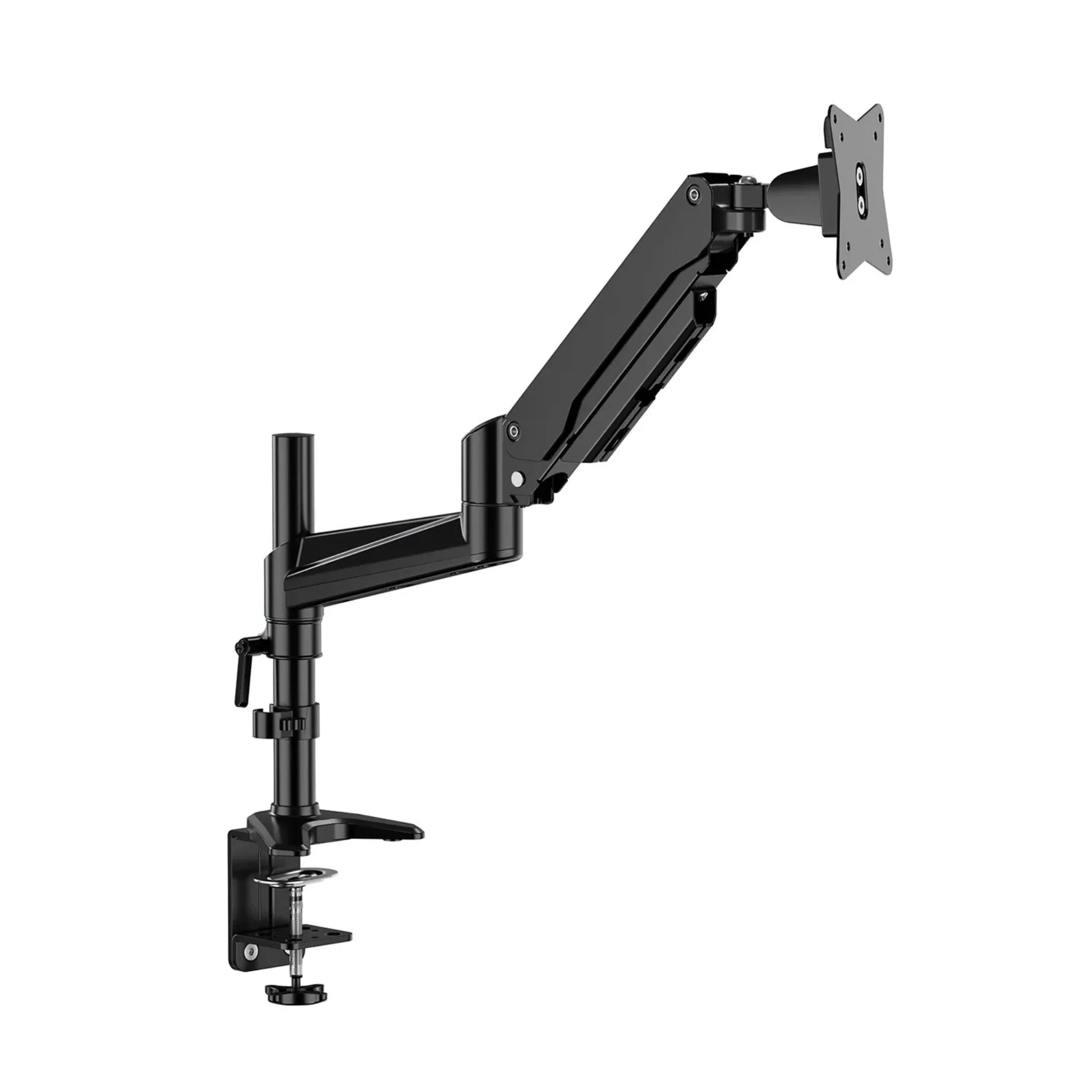 Ergoav Gas Spring Desk Mount for Monitors 13″–34″ up to 17 lb – Full Motion Single Arm with Height Adjust, Tilt & Swivel, C‑Clamp/Grommet Base