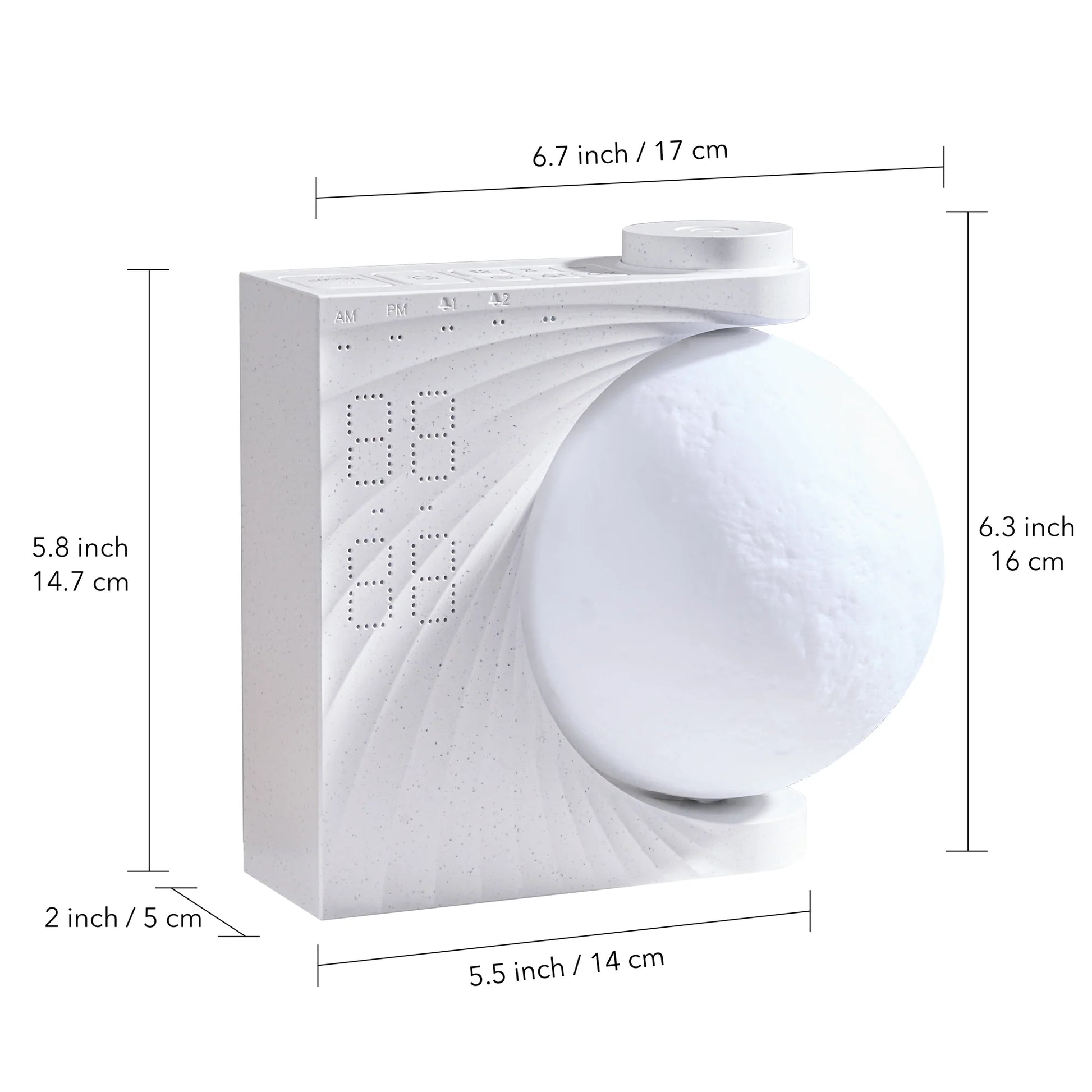 3D Moon Lamp Desktop Clock Night Light – Rechargeable LED Desk Light with Digital Time Display & White Noise Speaker