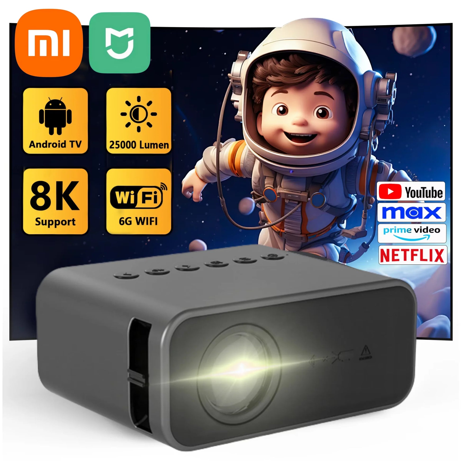 Xiaomi Portable Mini Home Projector – Compact HD Projector for Movies, Gaming & Kids' Entertainment