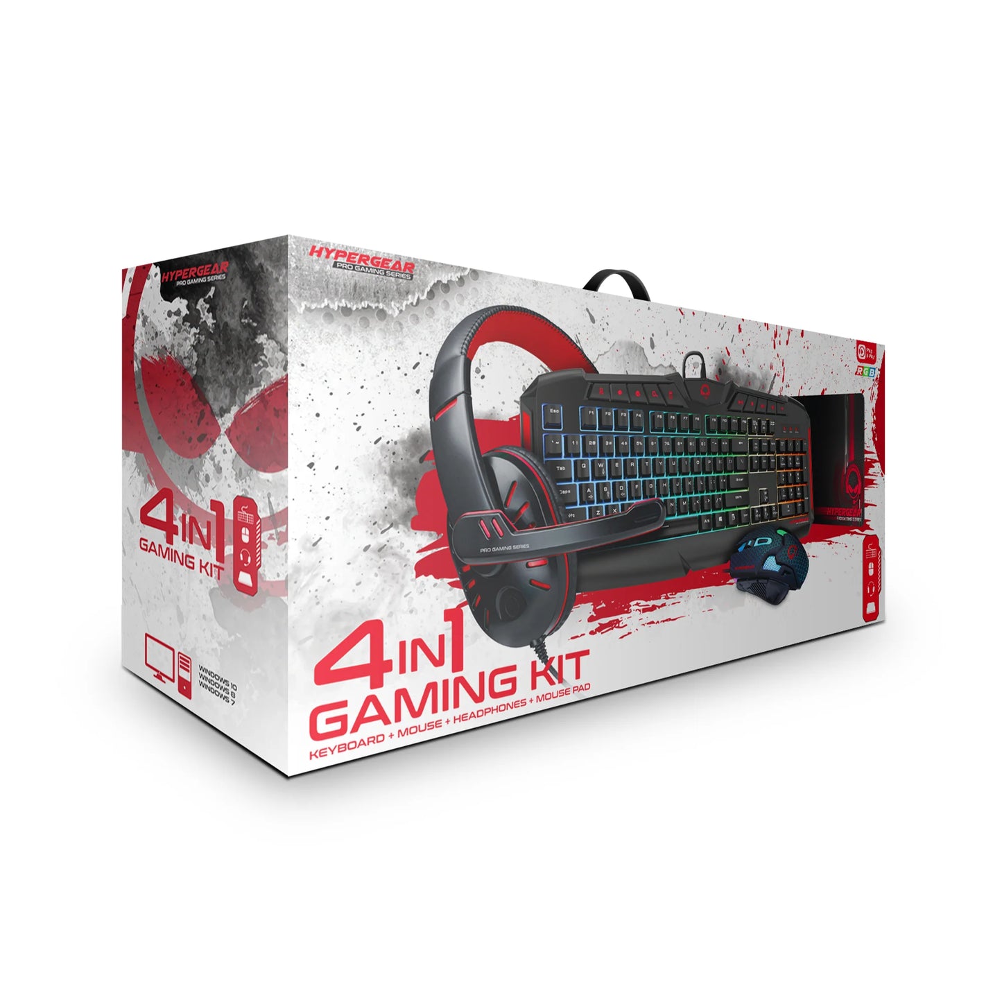 HyperGear 4-in-1 Gaming Kit – RGB Keyboard, Precision Mouse, Stereo Headset & Large Mouse Pad