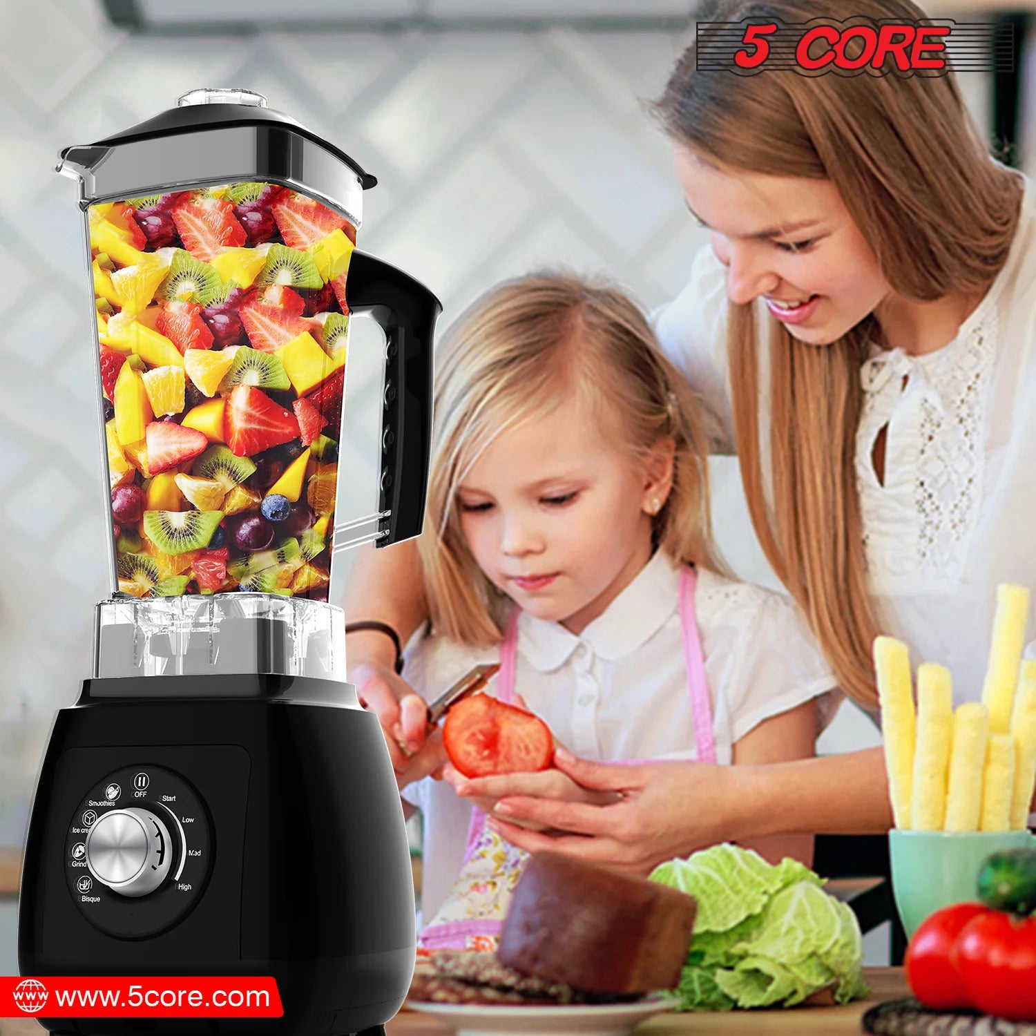 5Core 2000W Blender & Juicer Machine – High‑Power Countertop Smoothie Maker with 68 Oz Jar & 6 Stainless Steel Blades