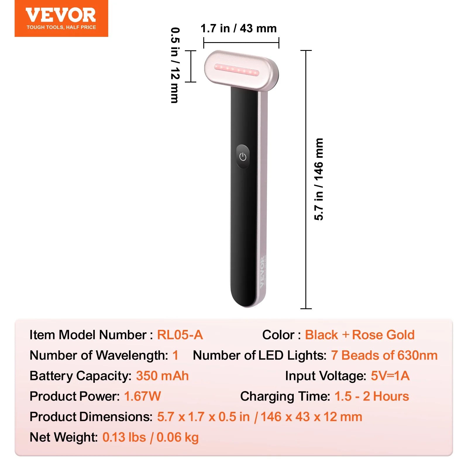 VEVOR Red Light Therapy Facial Wand – Microcurrent & Heating Skin Revitalizer