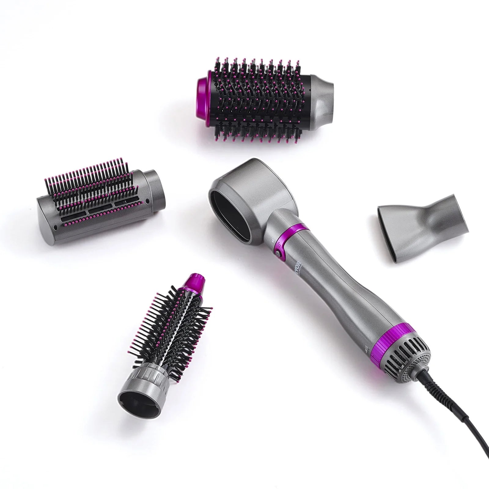 VEVOR 5-in-1 Hair Dryer Brush & Hot Air Styler – Negative Ion Blow Dryer with Curling, Straightening & Volumizing Attachments