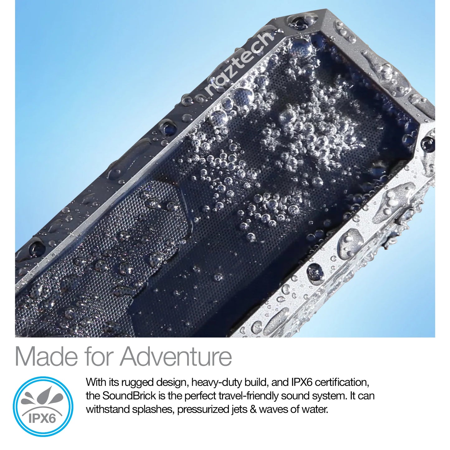 Naztech Soundbrick Bluetooth Speaker – Portable Wireless Speaker with Deep Bass, Long Battery Life & Built-In Mic (Black)