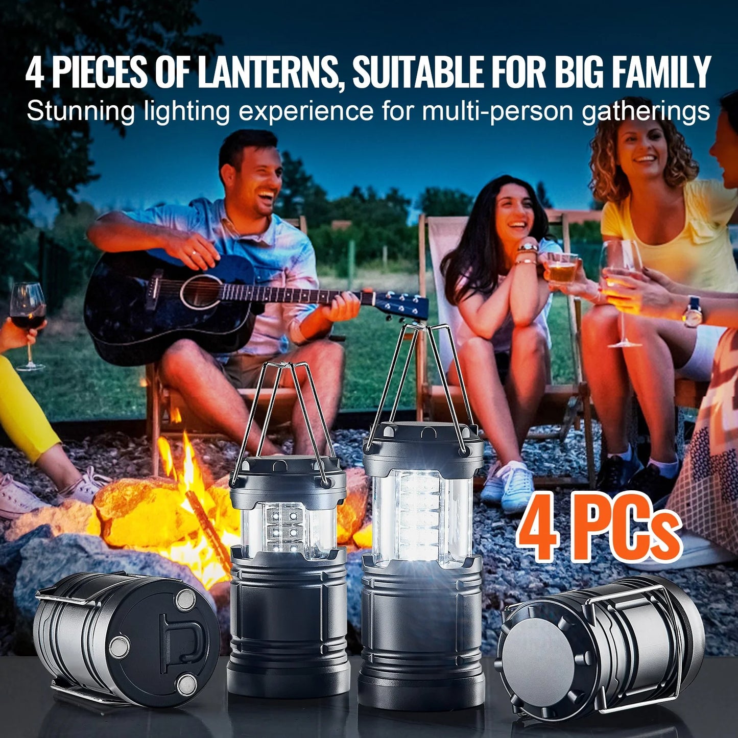VEVOR LED Camping Lanterns – Collapsible Battery‑Powered Lanterns (Set of 4) for Outdoor, Emergency & Hiking