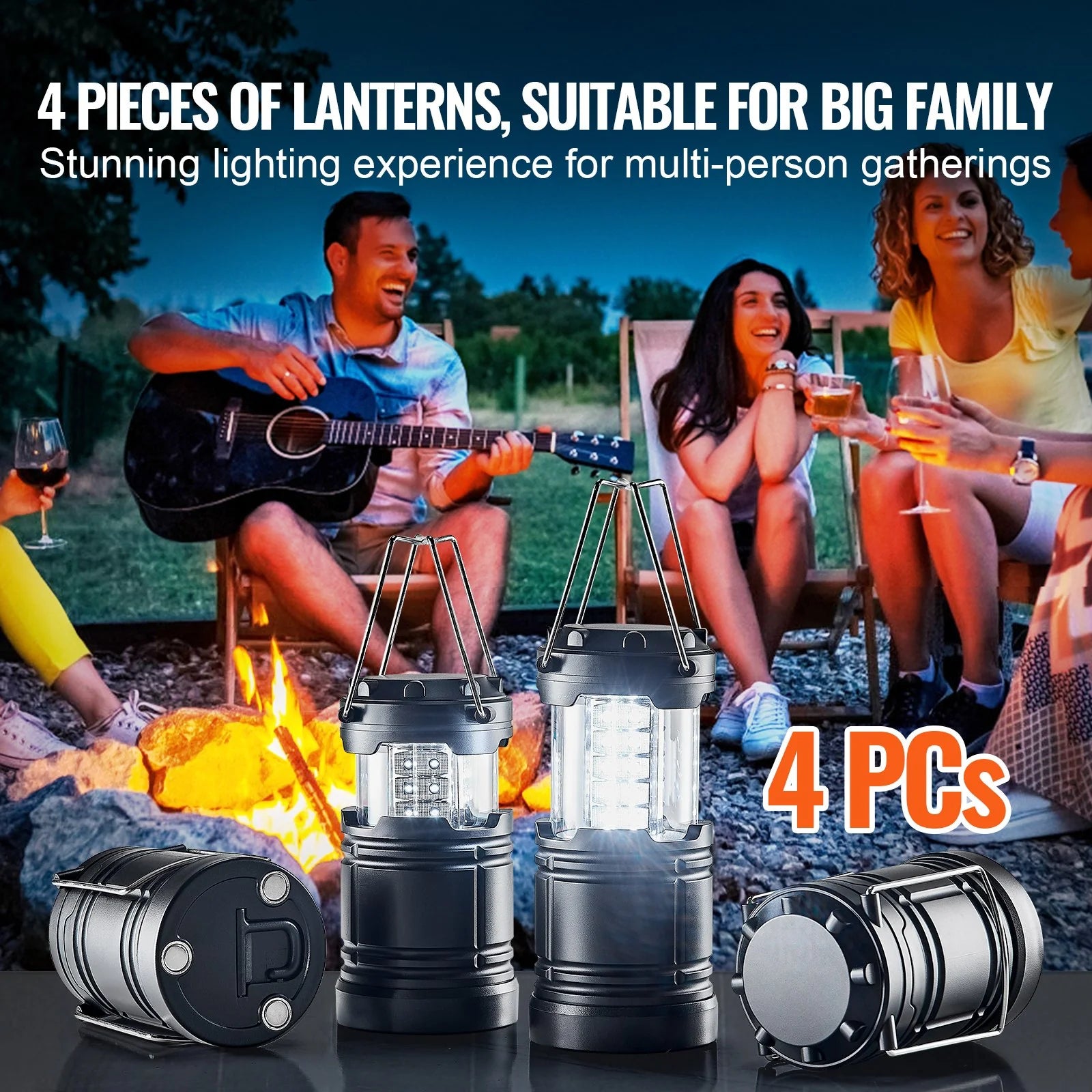 VEVOR LED Camping Lanterns – Collapsible Battery‑Powered Lanterns (Set of 4) for Outdoor, Emergency & Hiking