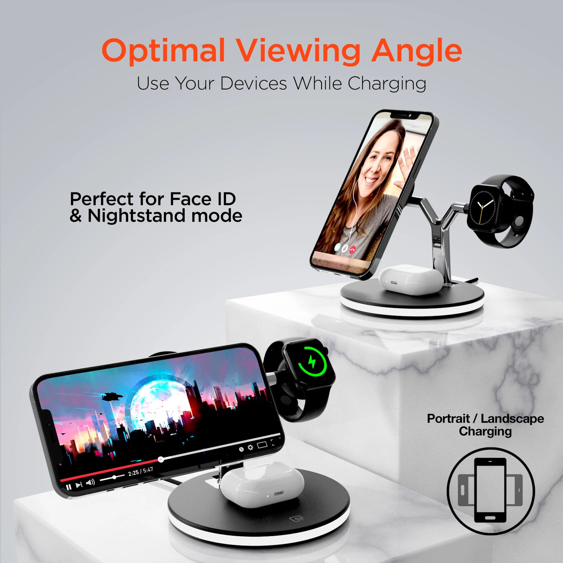 HyperGear MaxCharge 3-in-1 MagSafe Wireless Charging Stand – iPhone, Apple Watch & AirPods