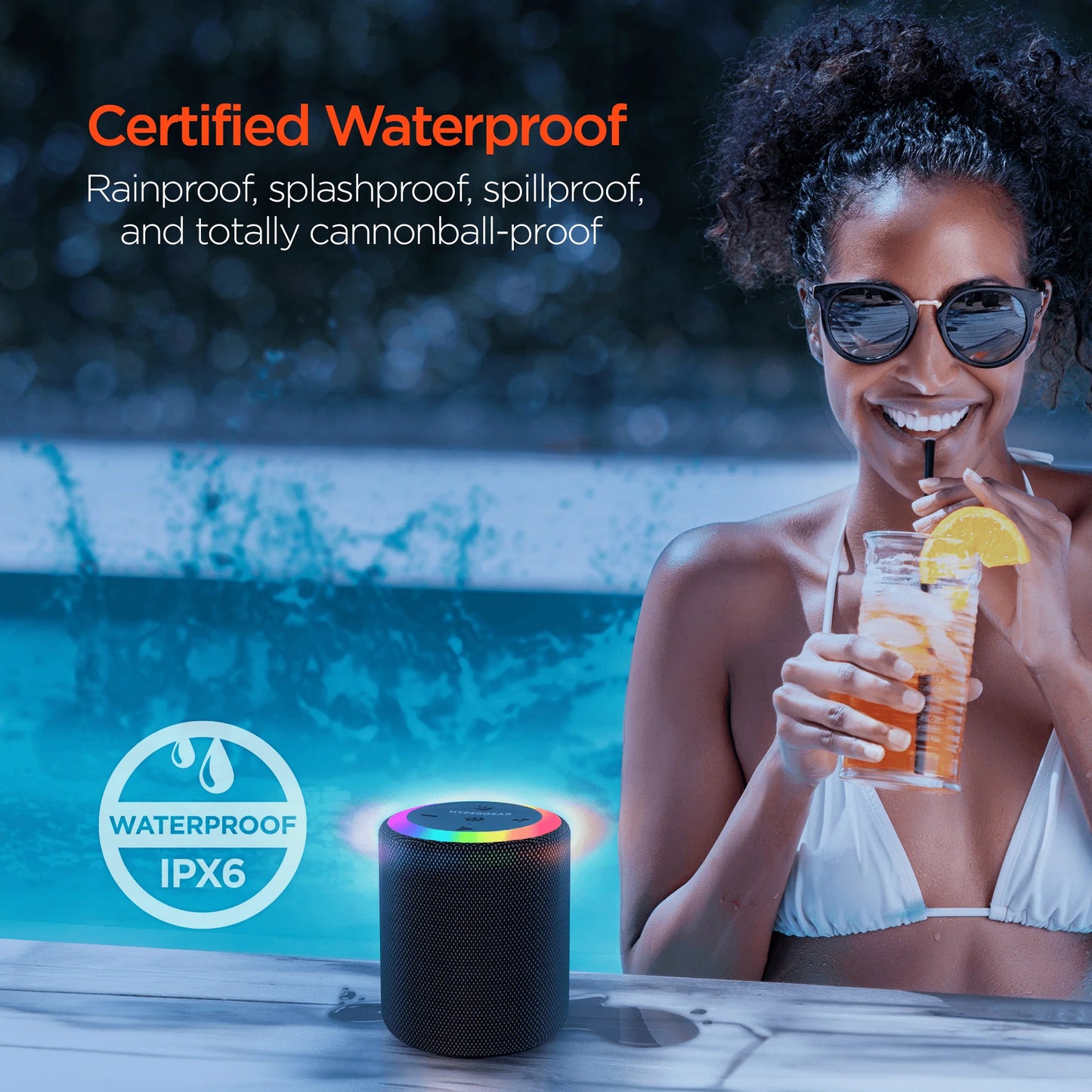 HyperGear Halo Portable Waterproof Bluetooth Speaker with 360° LED Light Show