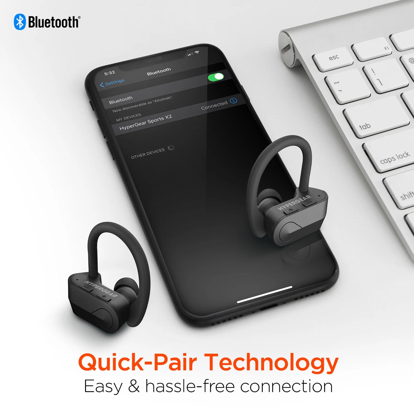 HyperGear Sport X2 True Wireless Earbuds – Sweatproof Bluetooth Earphones with Charging Case & Secure Fit for Active Lifestyles