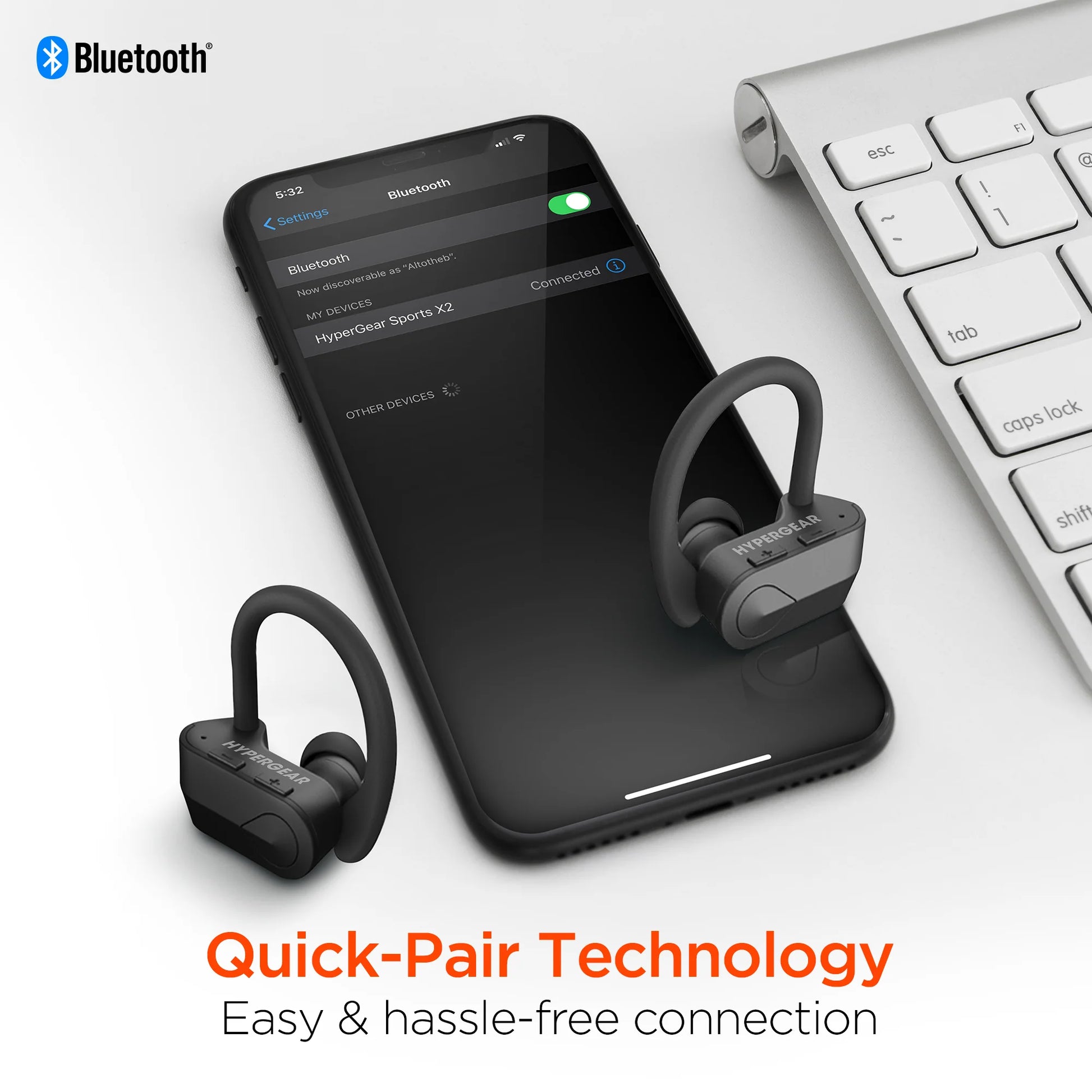 HyperGear Sport X2 True Wireless Earbuds – Sweatproof Bluetooth Earphones with Charging Case & Secure Fit for Active Lifestyles