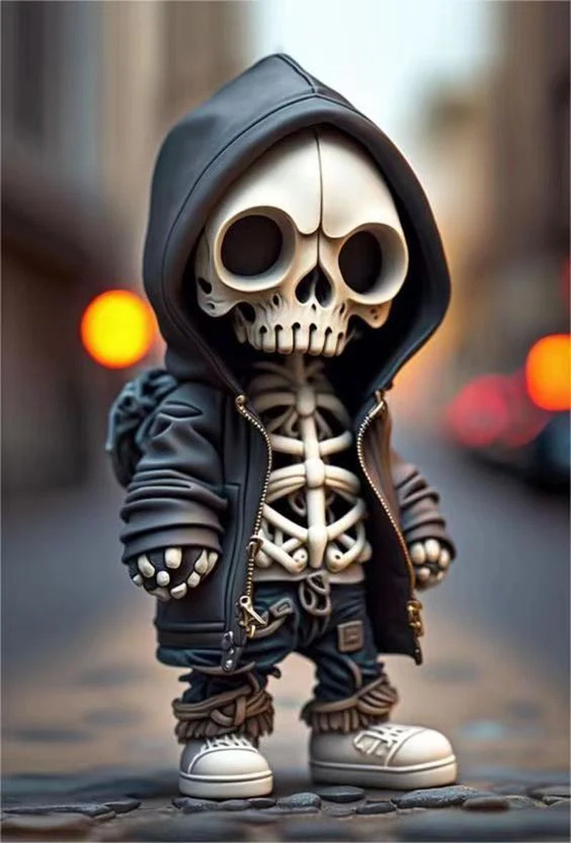 Street Skeleton Figurine – Resin Collectible Urban Skull Statue (15cm)