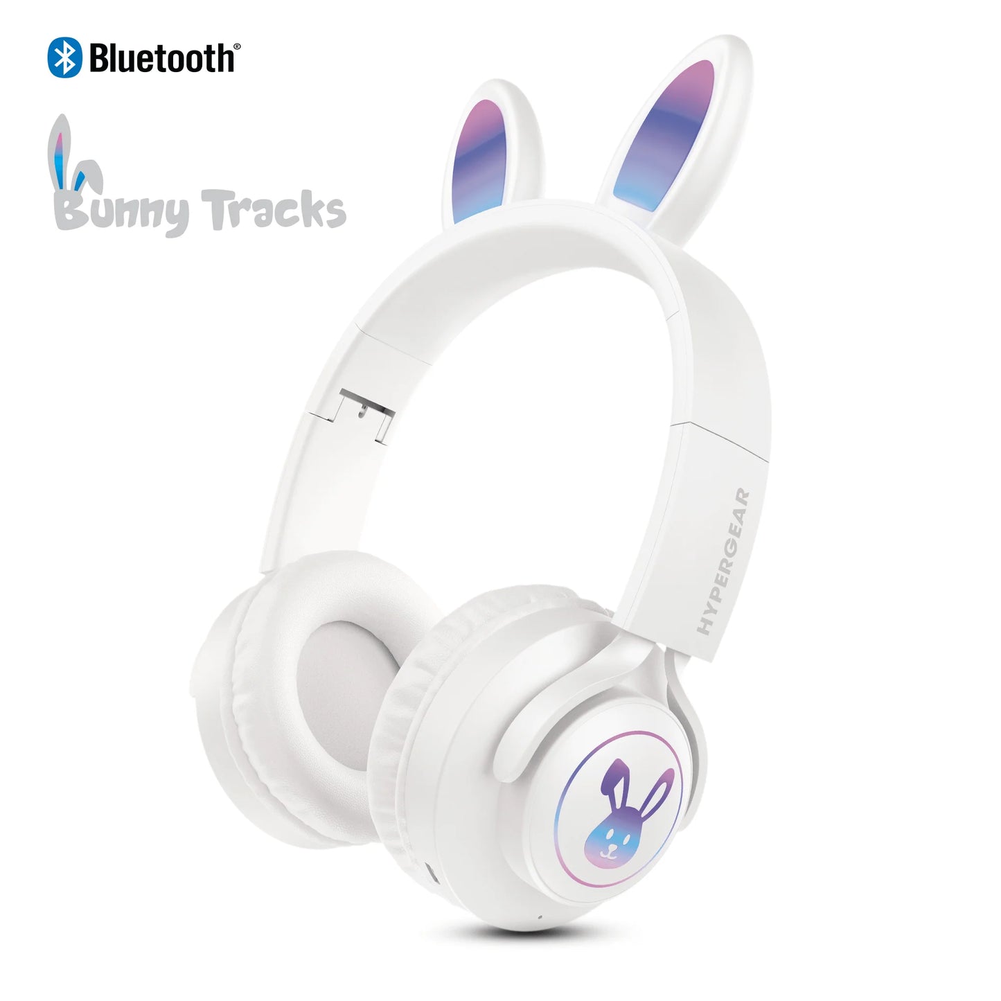 HyperGear Bunny Tracks Wireless Headphones – Light-Up Bluetooth Kids Headset with Cute Ears, Safe Volume & Built-In Mic