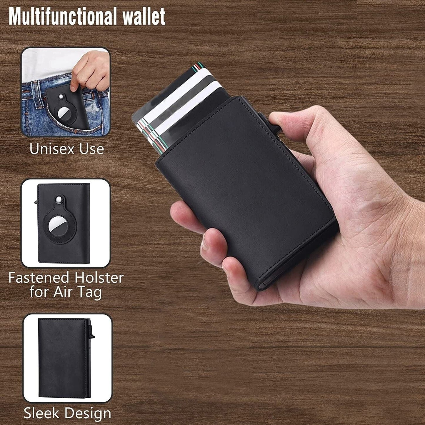 Airtag Wallet Case Leather Credit Card Holder