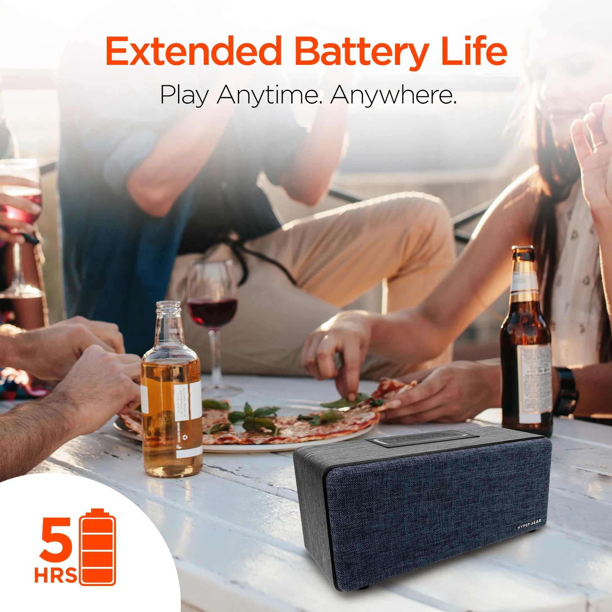 HyperGear Fabrix 2 Wireless Speaker – Stylish 8W Bluetooth Speaker with Wood‑Grain Design, Hands‑Free Calls & Multiple Playback Modes