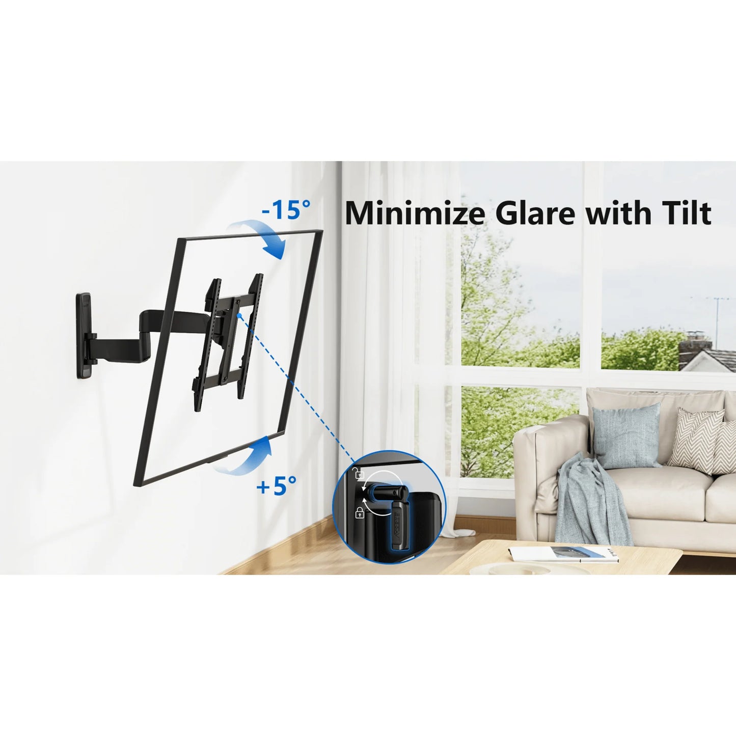 Ergoav Medium Motion TV Wall Mount for 32–65″ TVs – Full Motion Swivel & Tilt Bracket with 20” Extension & Cable Management