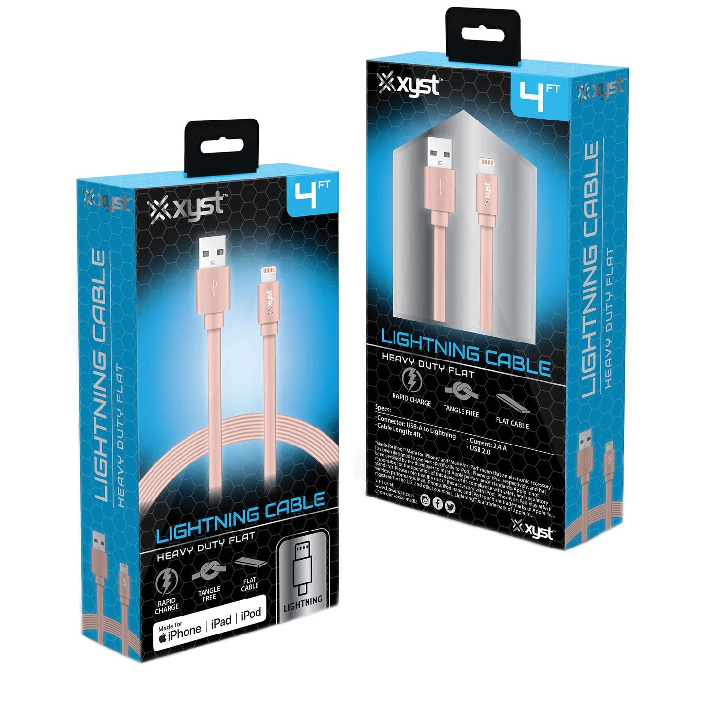 USB-A to Lightning Flat Charging Cable – 4 ft Compact Tangle-Free Cable for iPhone & iPad Fast Charging