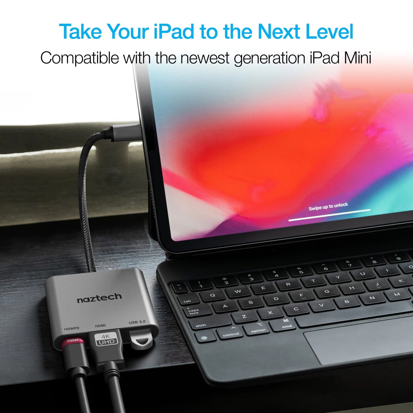 Naztech MaxDrive 3 USB-C Hub – 3-in-1 Adapter with 100W Power Delivery, 4K HDMI & 5Gbps USB 3.0