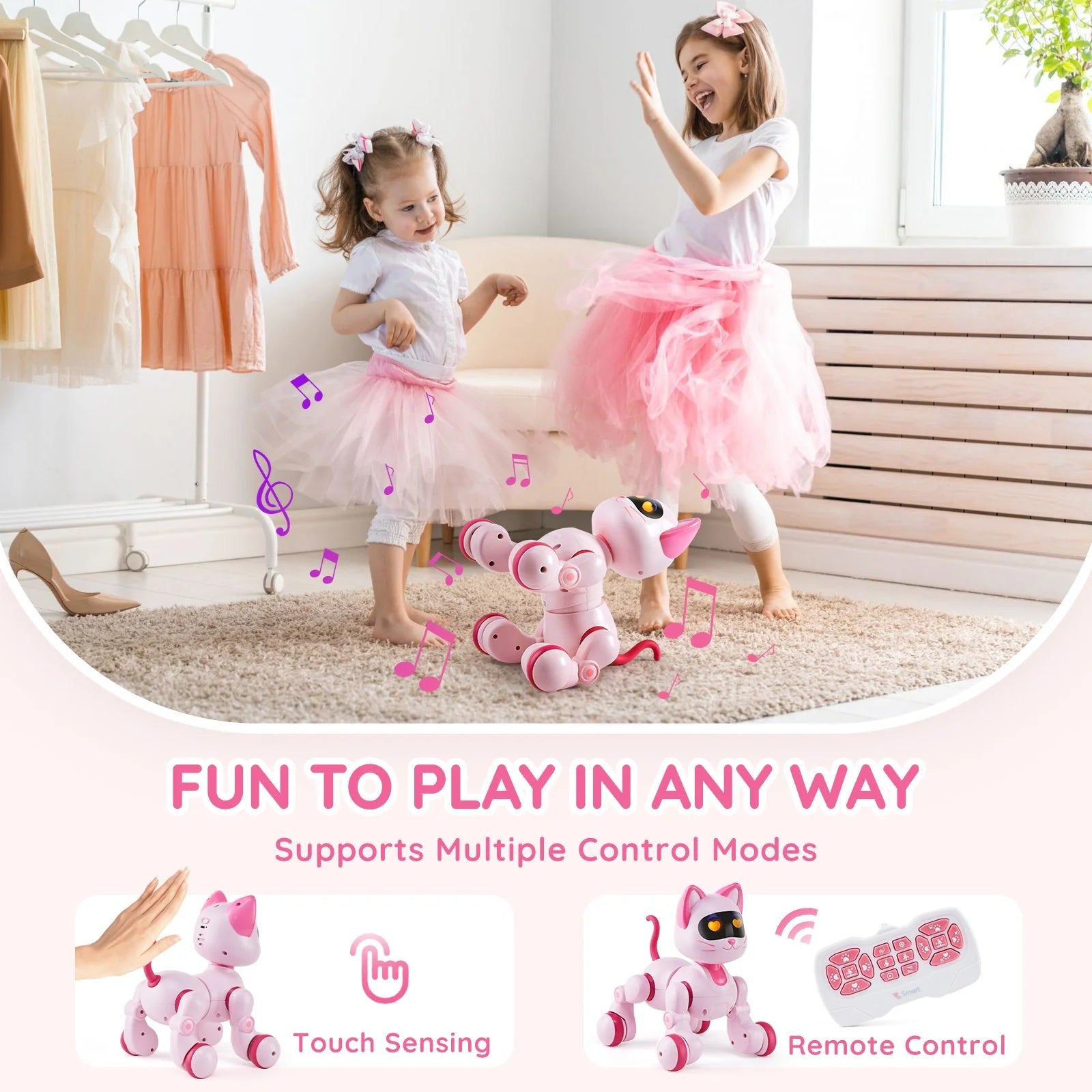 VEVOR RC Robot Cat Toy for Kids – Interactive Talking, Dancing & Programmable Kitty with Remote Control