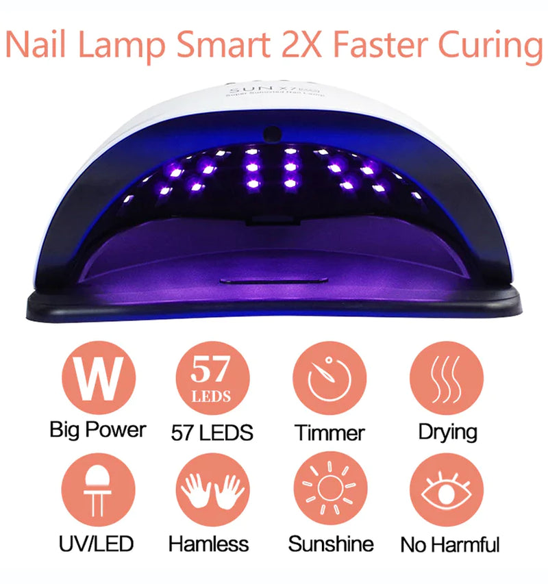 220W Professional UV LED Nail Lamp – High‑Power Gel Polish Curing Light with Smart Sensor & 4 Timer Settings