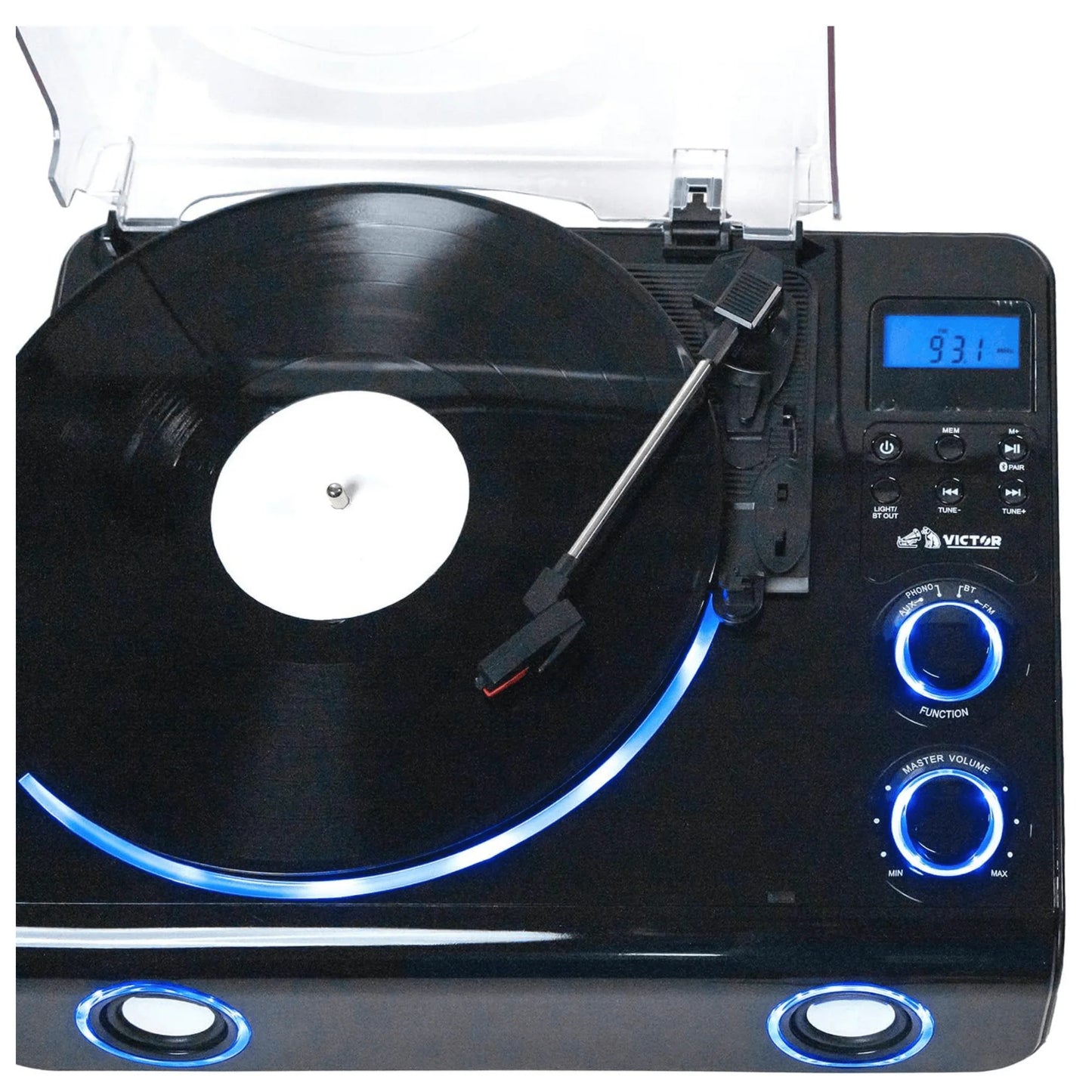 Victor Beacon 5-in-1 Turntable System – Vinyl Record Player with Bluetooth, CD, Cassette, FM Radio & Built-In Speakers