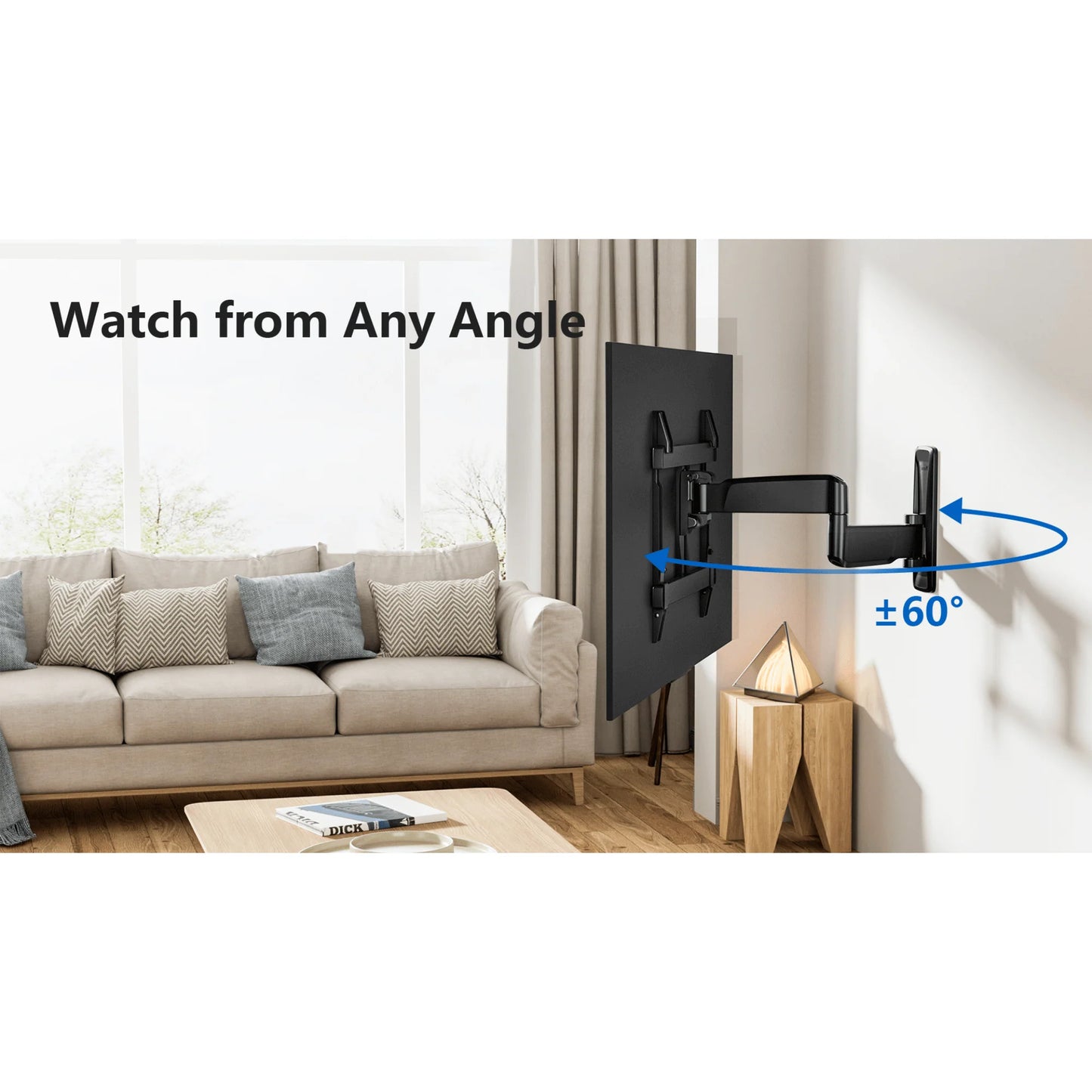 Ergoav Medium Motion TV Wall Mount for 32–65″ TVs – Full Motion Swivel & Tilt Bracket with 20” Extension & Cable Management