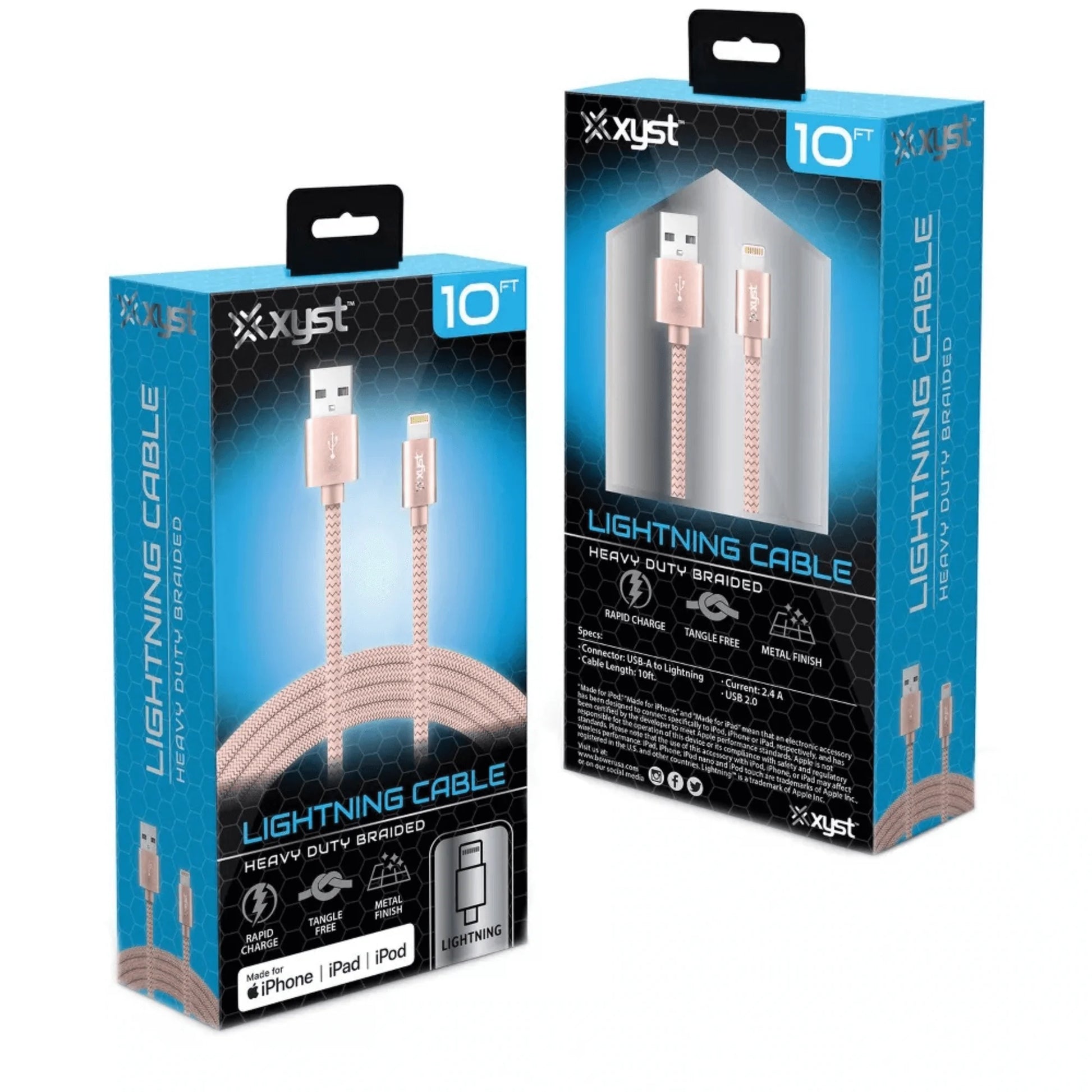 10 ft USB-A to Lightning Braided Charging Cable – Extra-Long Nylon Cable for iPhone & iPad Fast Charging